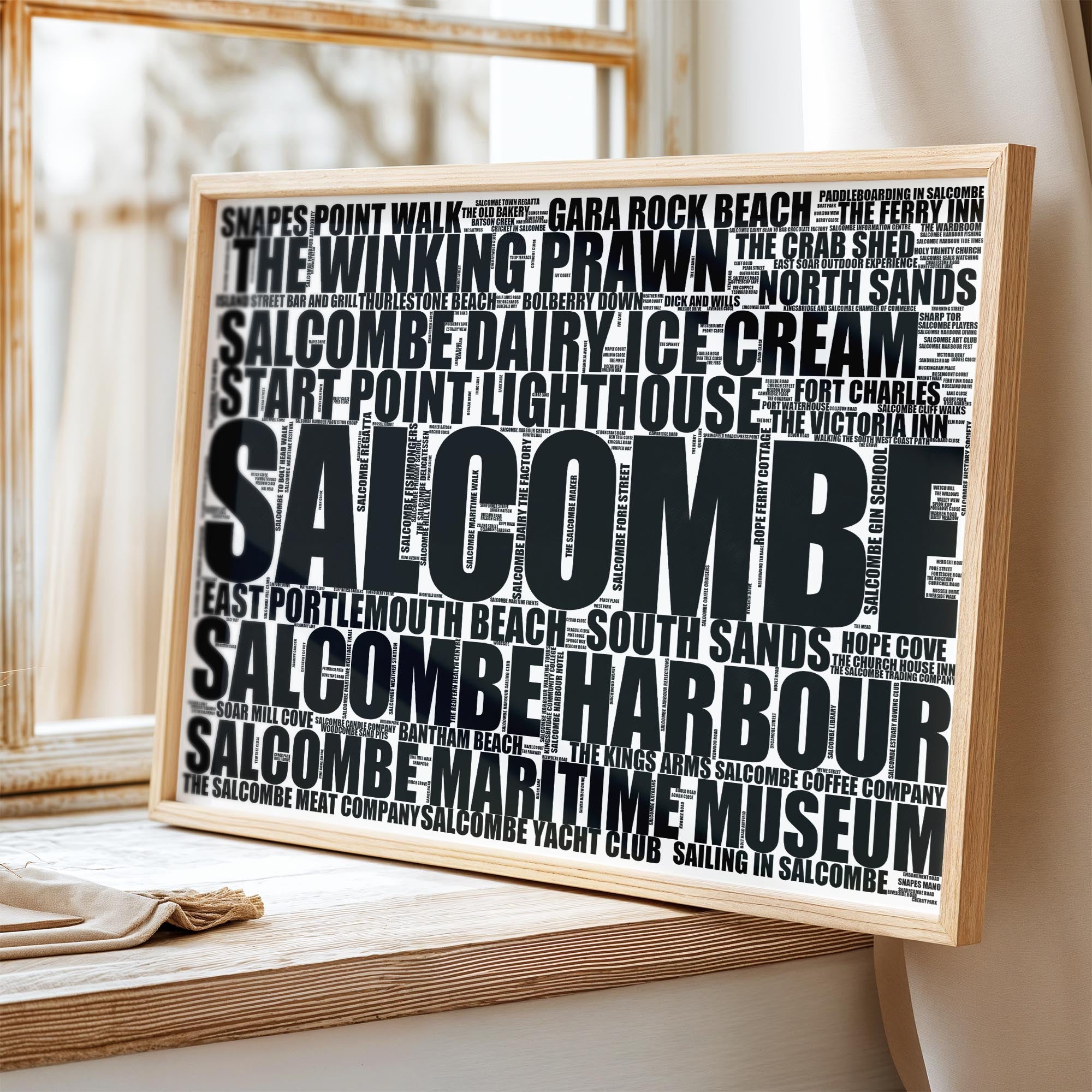 Salcombe - Premium Typographic Word Cloud Prints, Posters & Gifts
