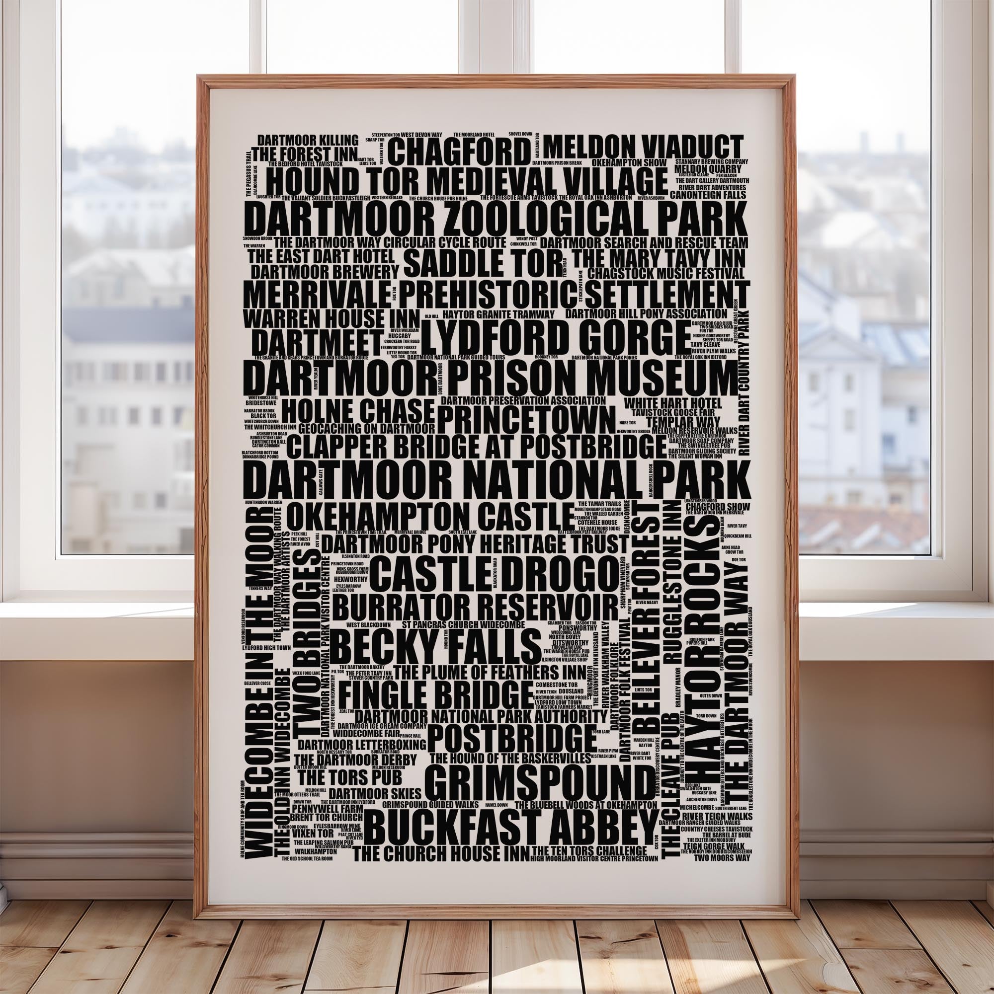 Dartmoor National Park - Premium Typographic Word Cloud Prints, Posters & Gifts