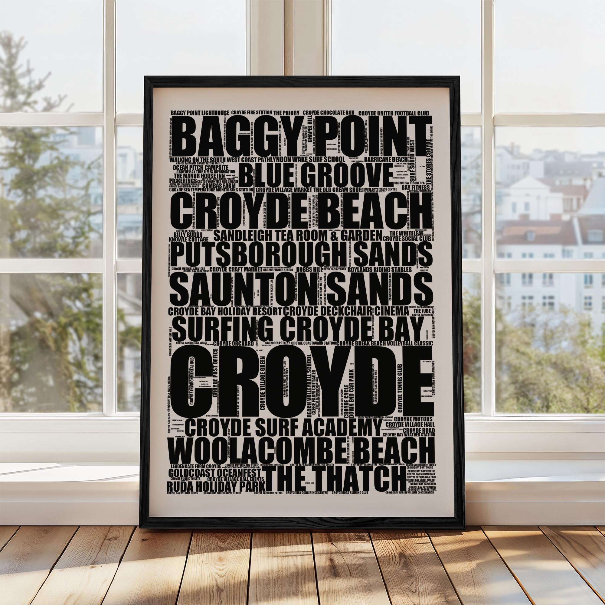 Croyde - Premium Typographic Word Cloud Prints, Posters & Gifts