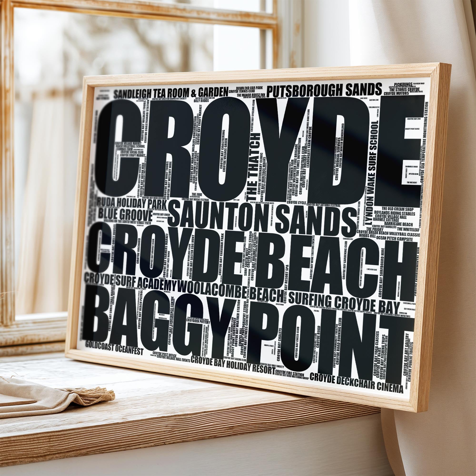 Croyde - Premium Typographic Word Cloud Prints, Posters & Gifts