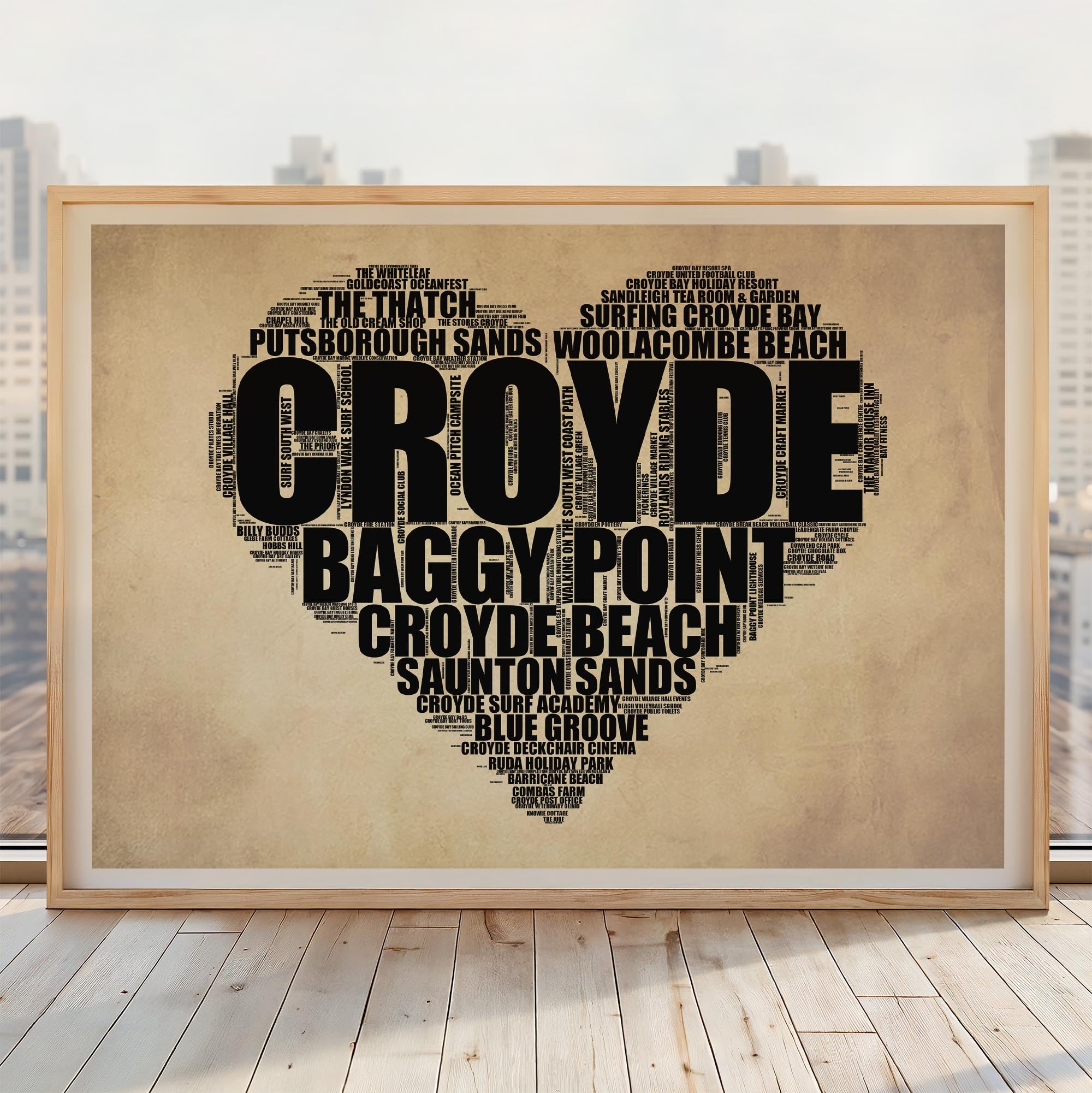 Croyde - Premium Typographic Word Cloud Prints, Posters & Gifts