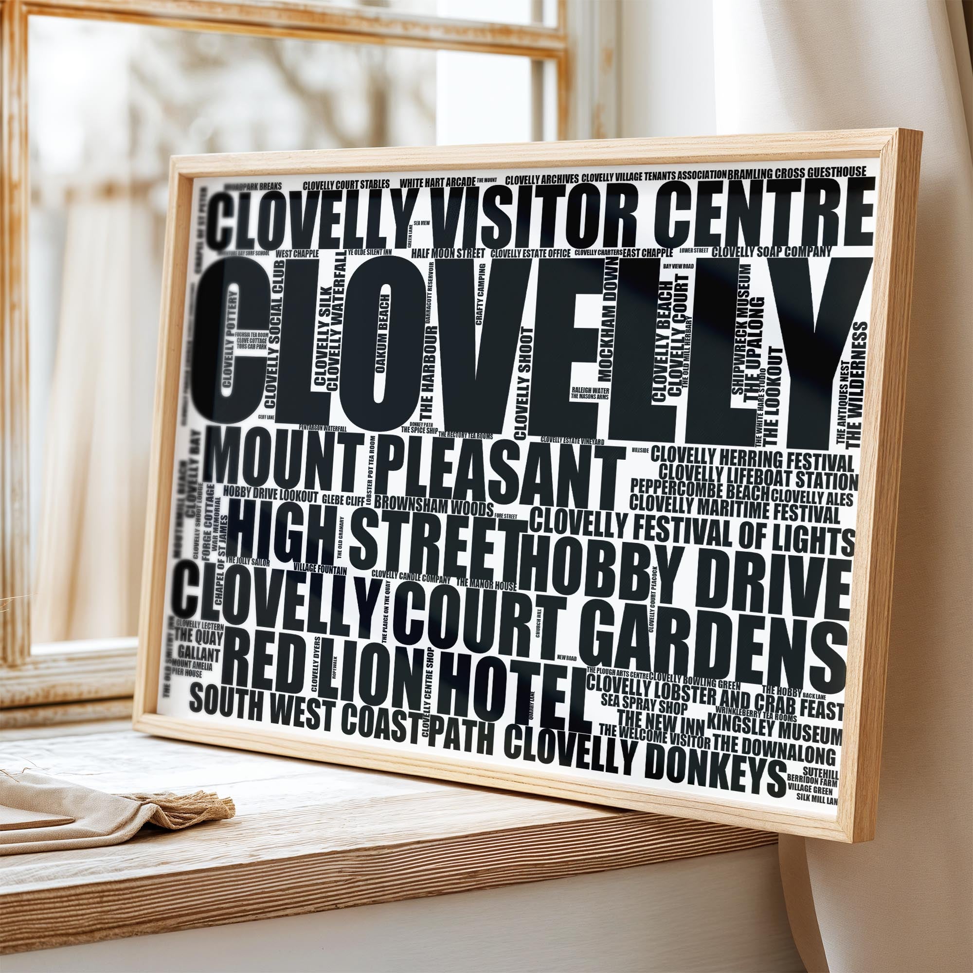 Clovelly - Premium Typographic Word Cloud Prints, Posters & Gifts