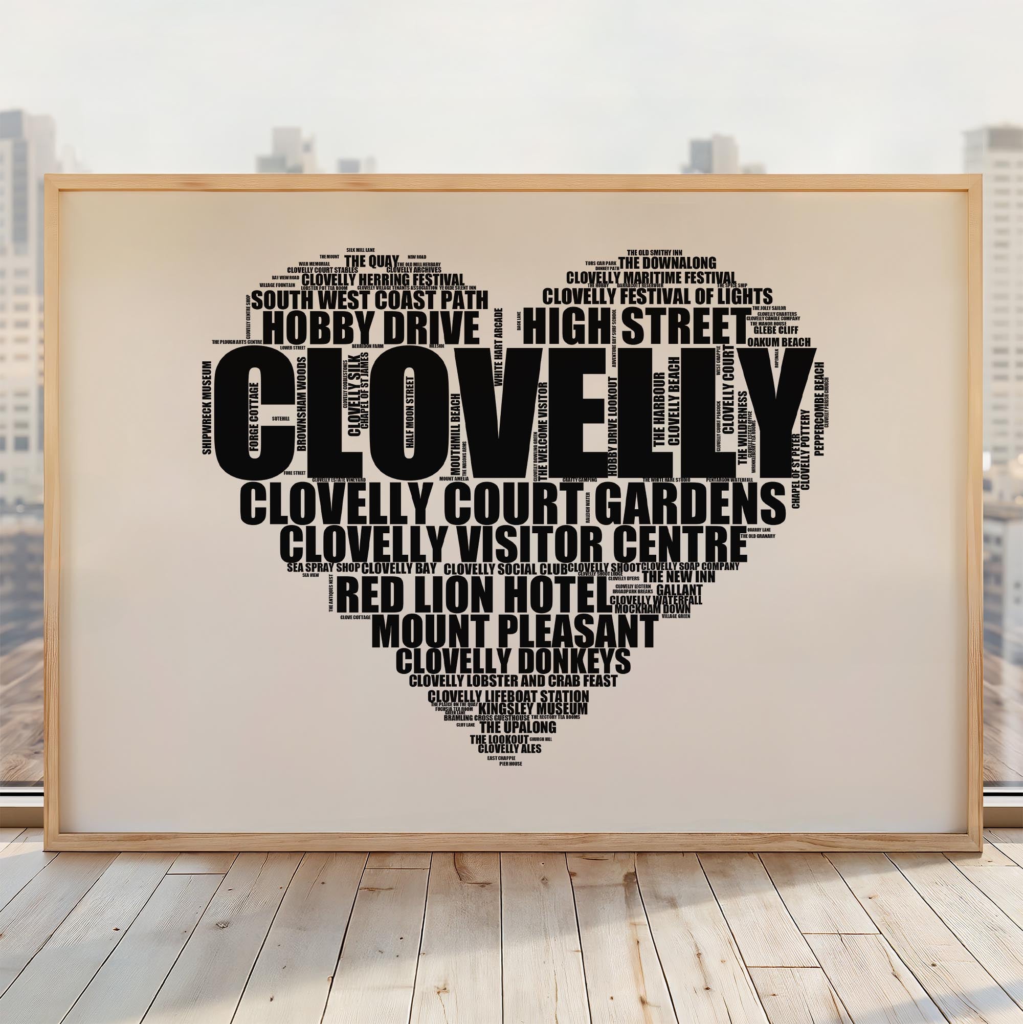 Clovelly - Premium Typographic Word Cloud Prints, Posters & Gifts