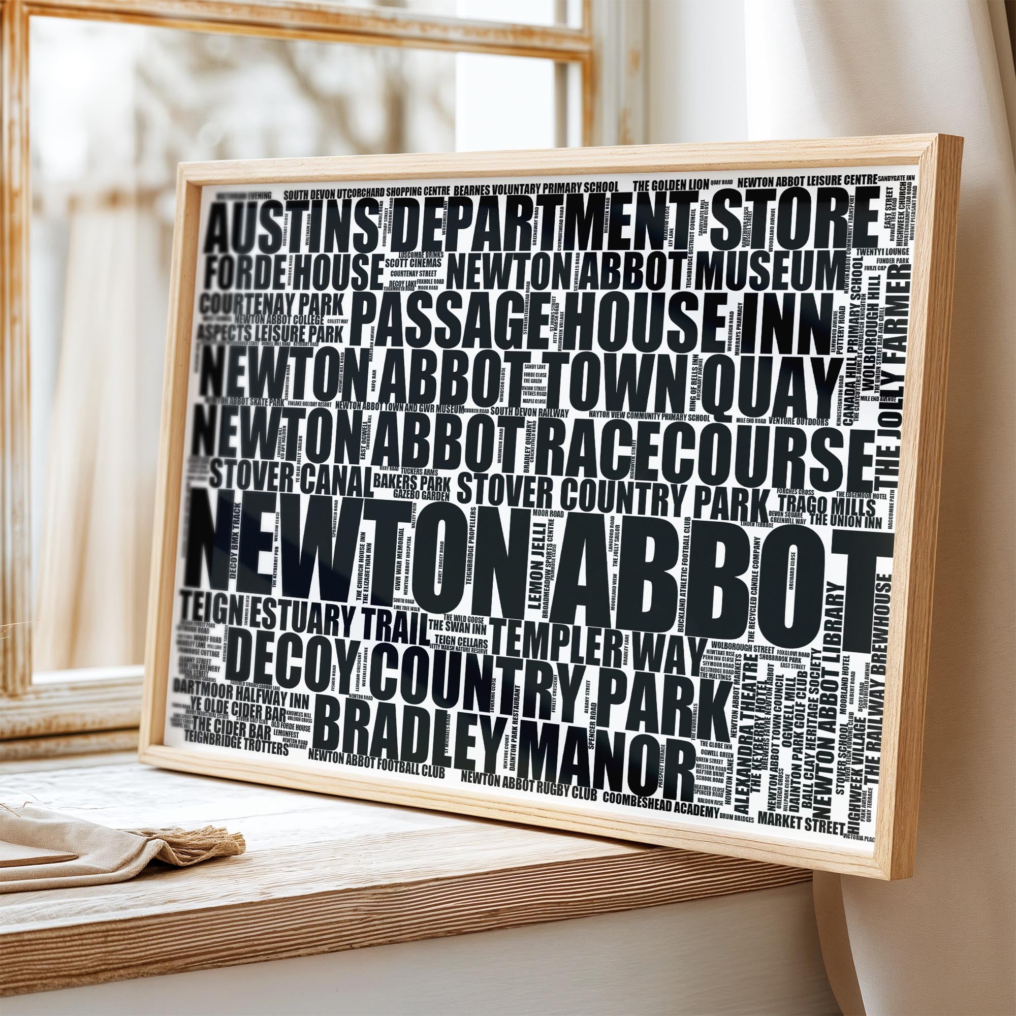 Newton Abbot - Premium Typographic Word Cloud Prints, Posters & Gifts