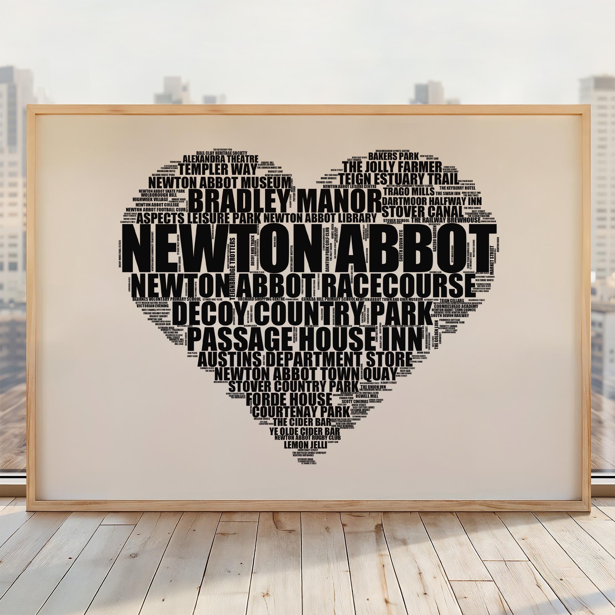 Newton Abbot - Premium Typographic Word Cloud Prints, Posters & Gifts