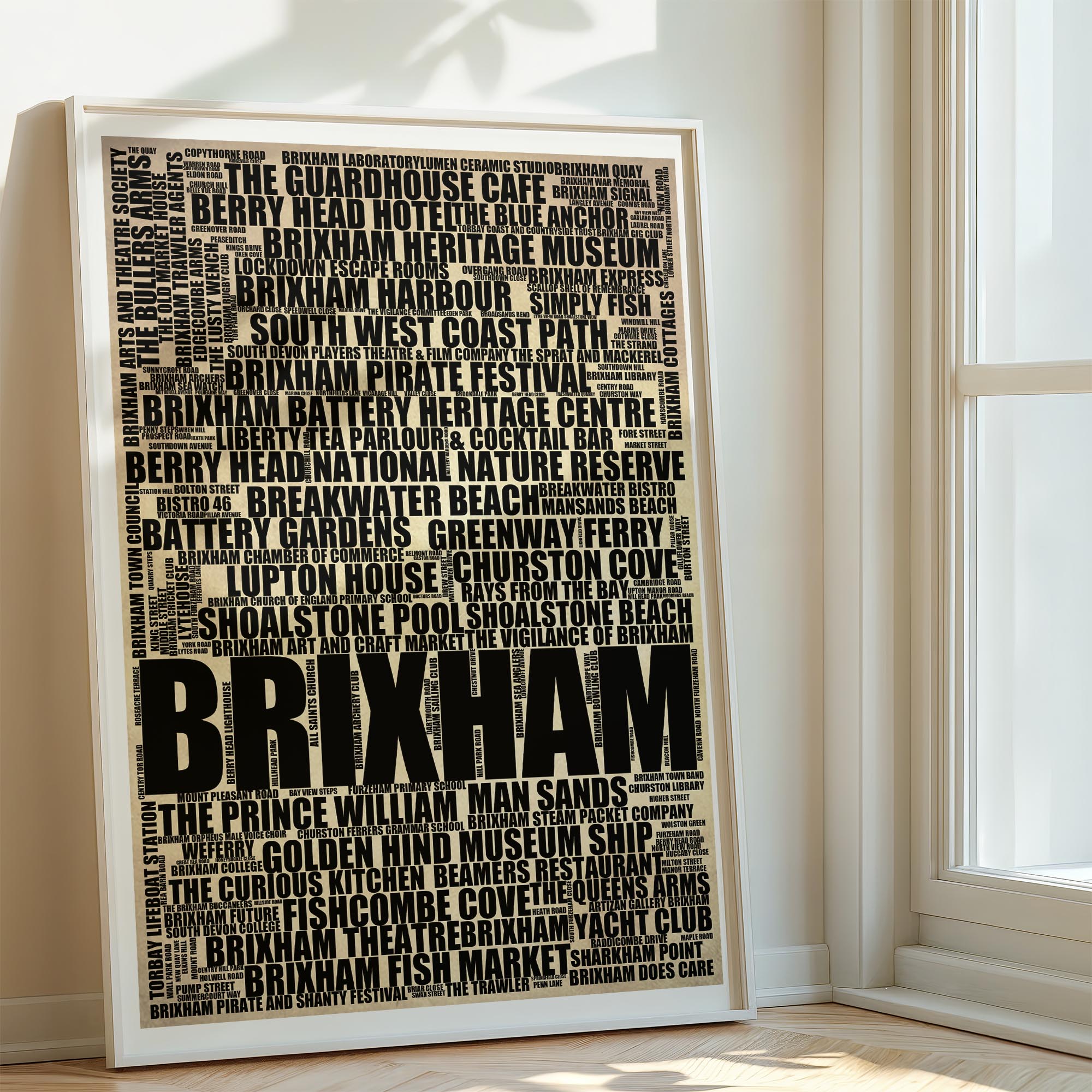 Brixham - Premium Typographic Word Cloud Prints, Posters & Gifts