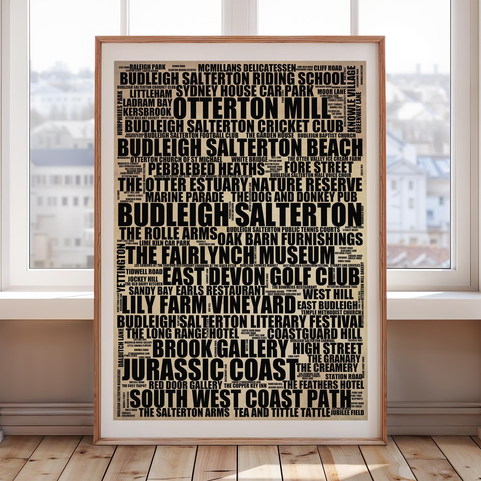 Budleigh Salterton - Premium Typographic Word Cloud Prints, Posters & Gifts