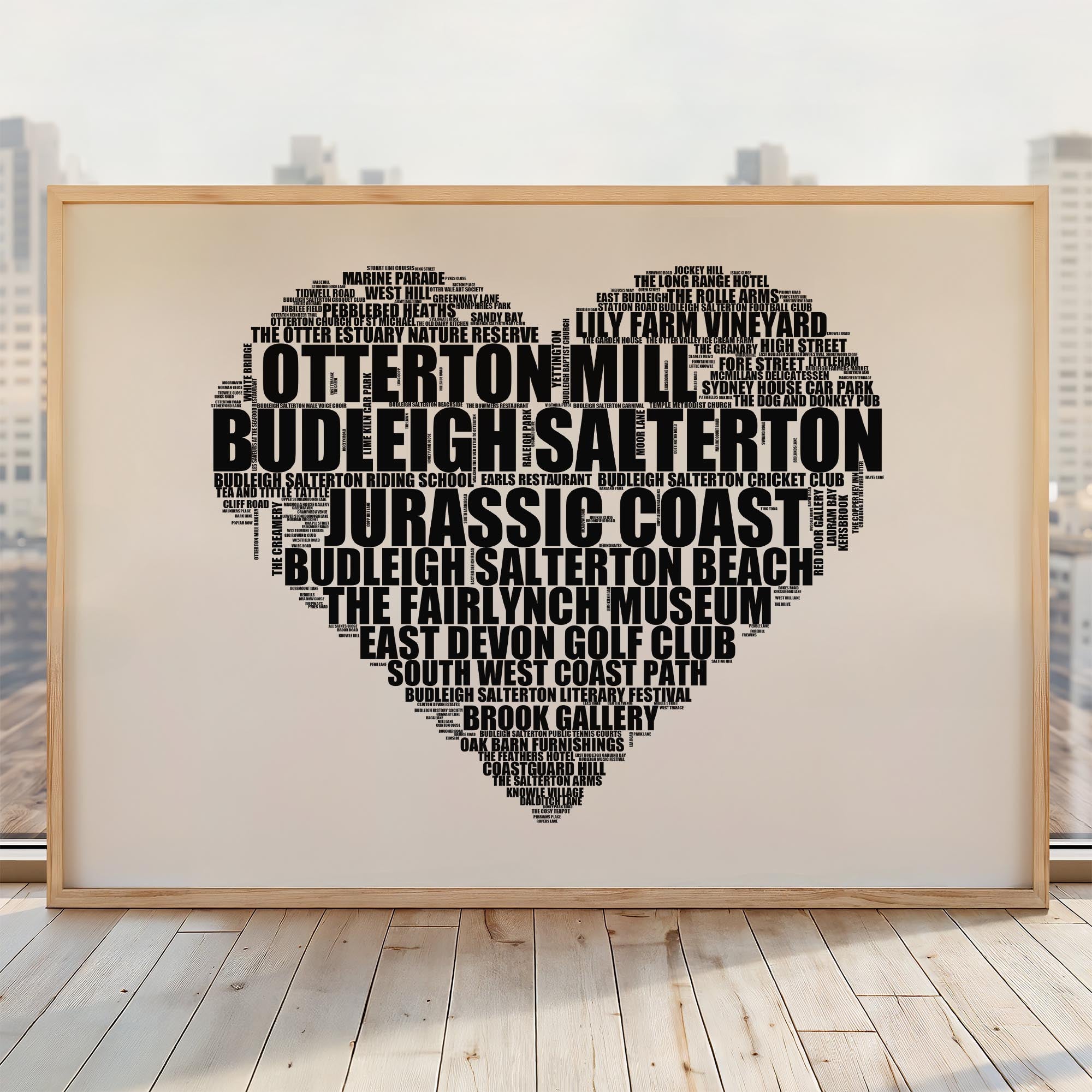 Budleigh Salterton - Premium Typographic Word Cloud Prints, Posters & Gifts