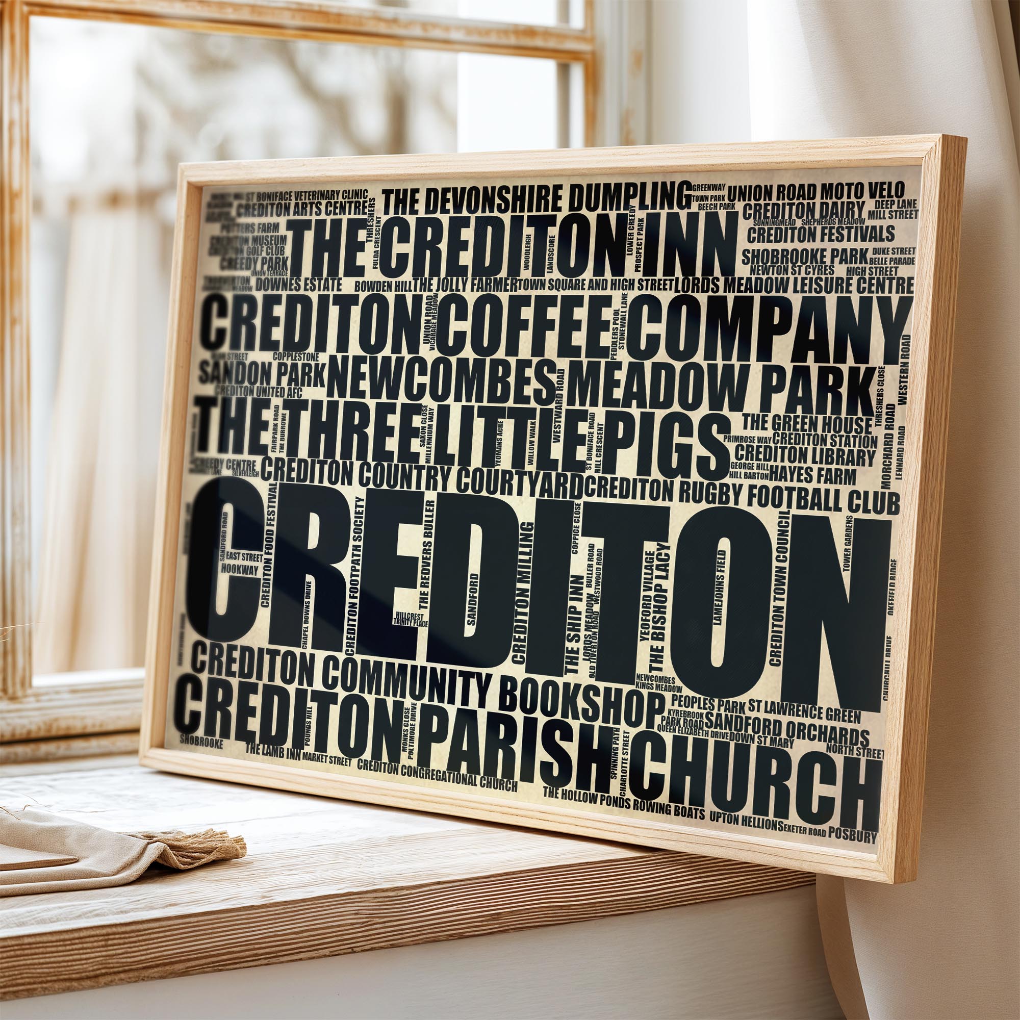 Crediton - Premium Typographic Word Cloud Prints, Posters & Gifts