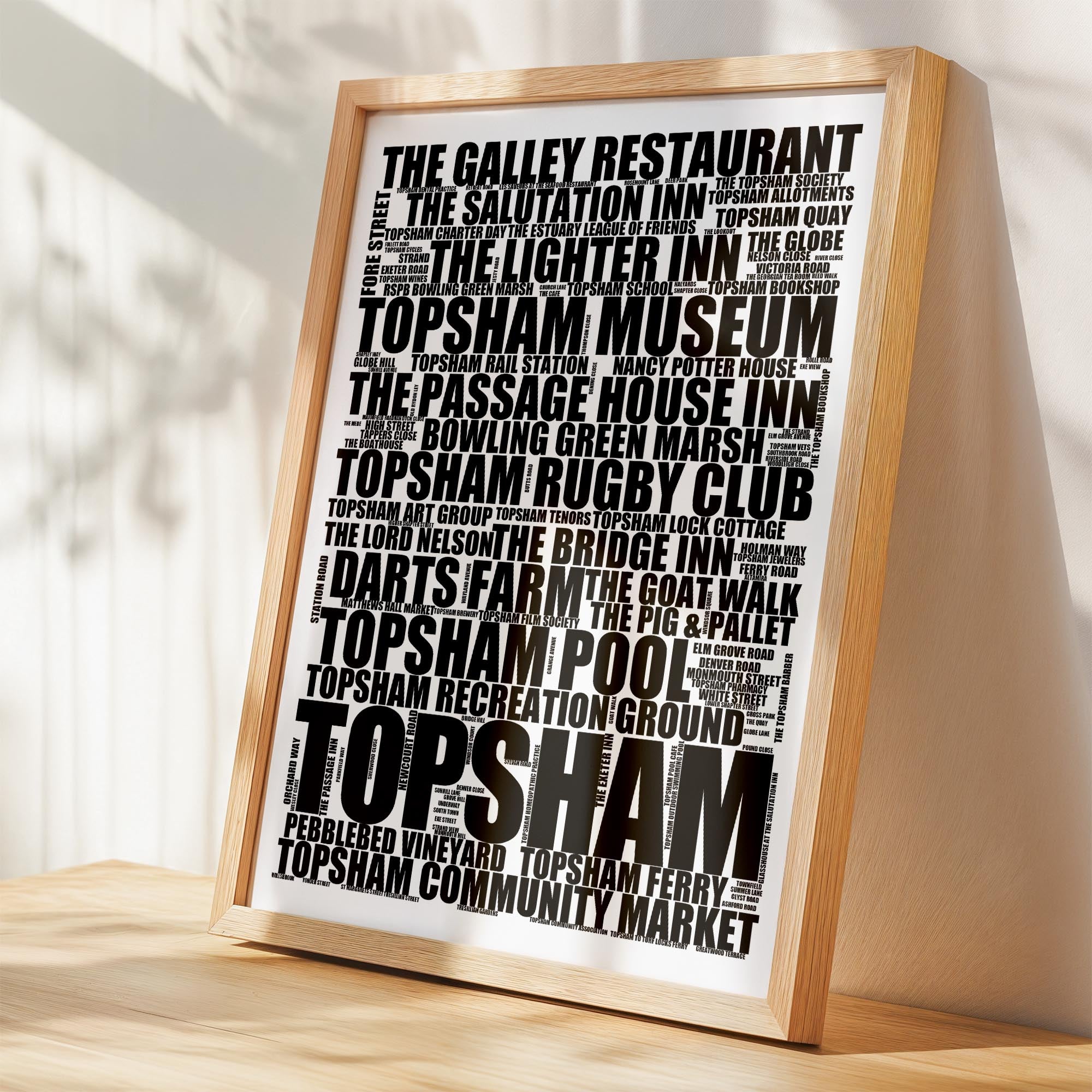 Topsham - Premium Typographic Word Cloud Prints, Posters & Gifts