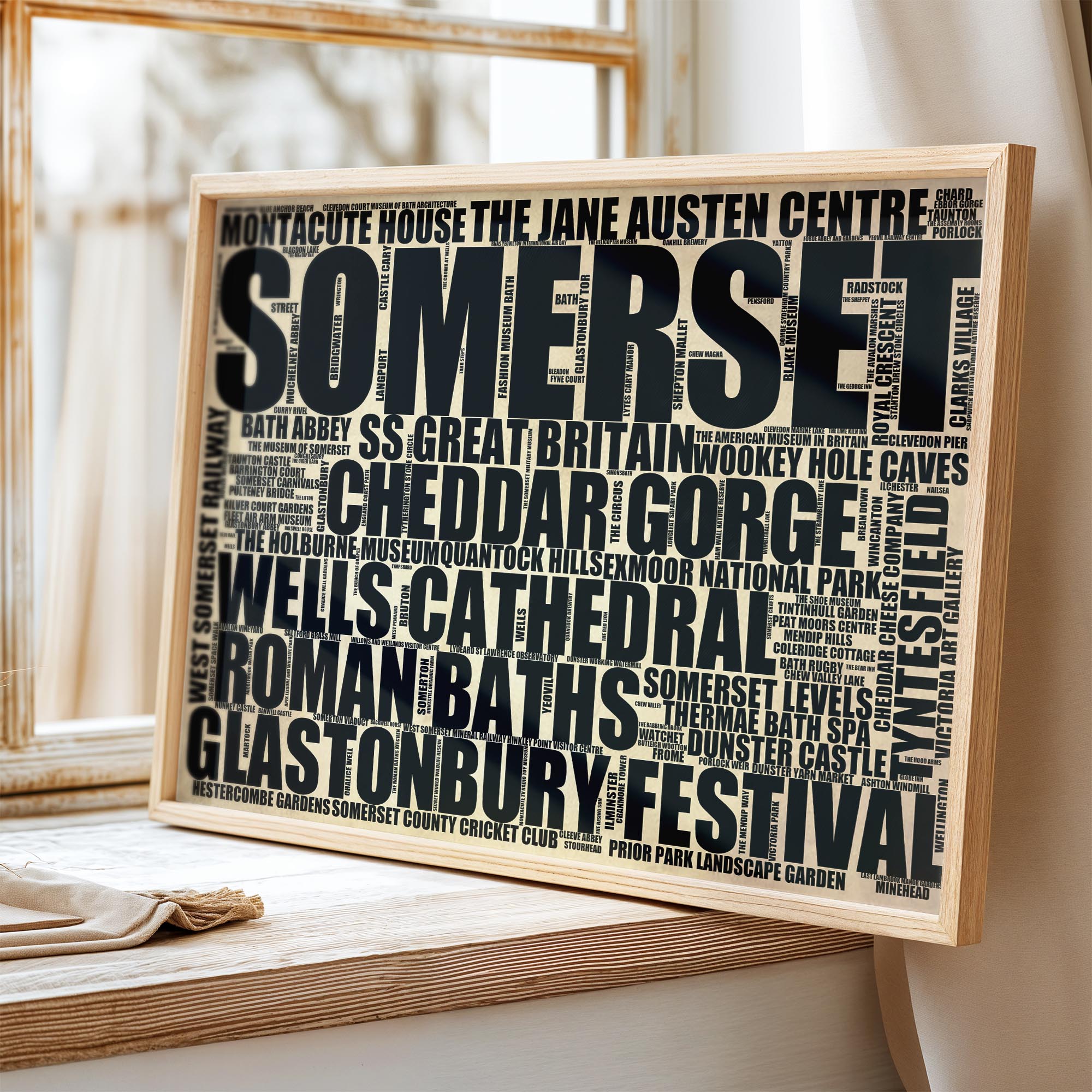 Somerset - Premium Typographic Word Cloud Prints, Posters & Gifts