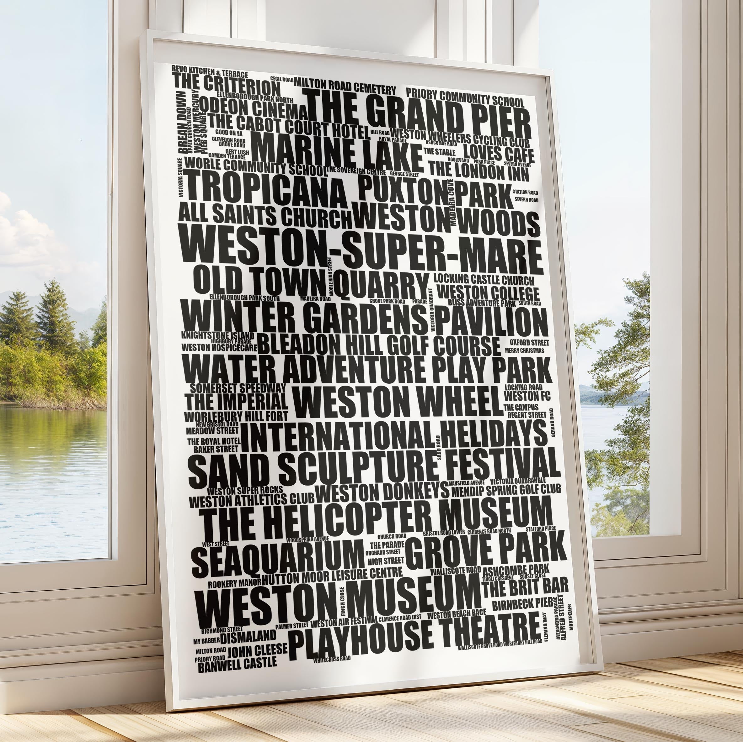 Weston-super-Mare - Premium Typographic Word Cloud Prints, Posters & Gifts