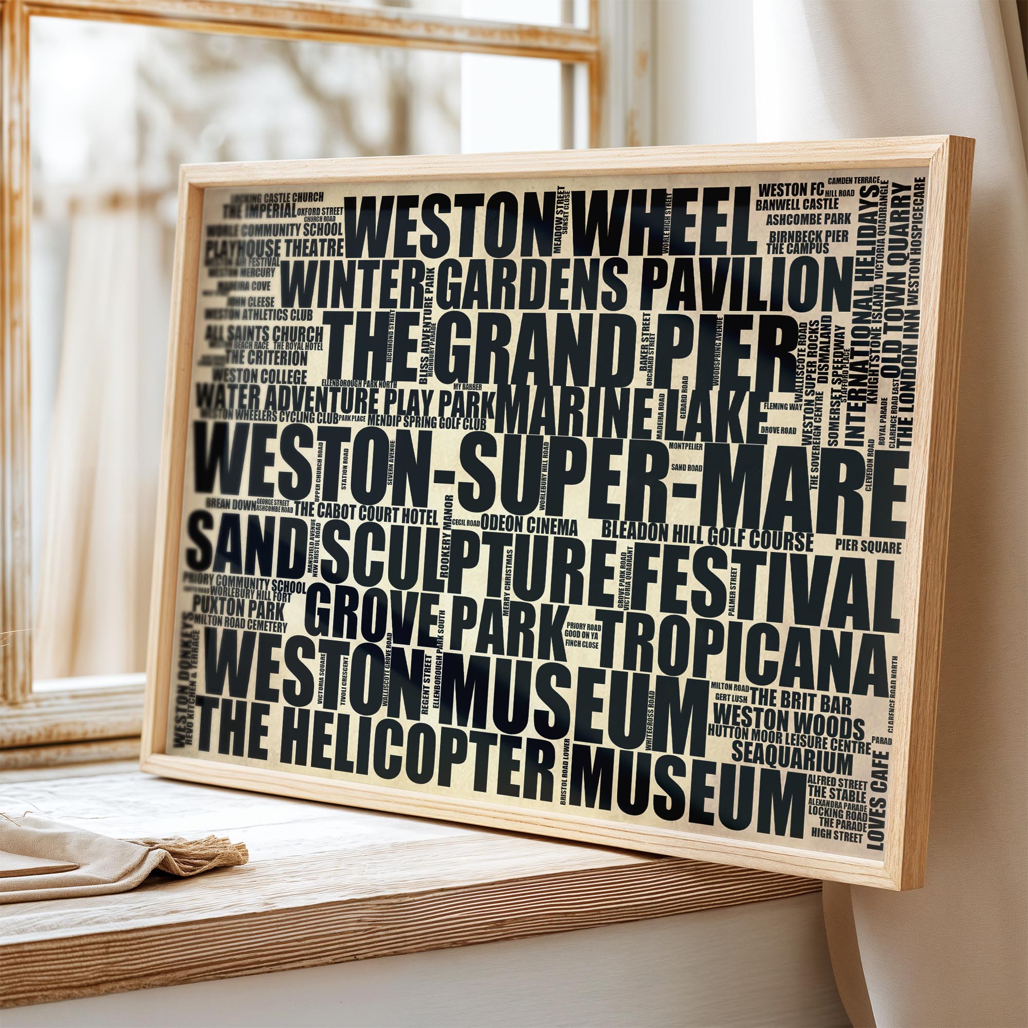 Weston-super-Mare - Premium Typographic Word Cloud Prints, Posters & Gifts