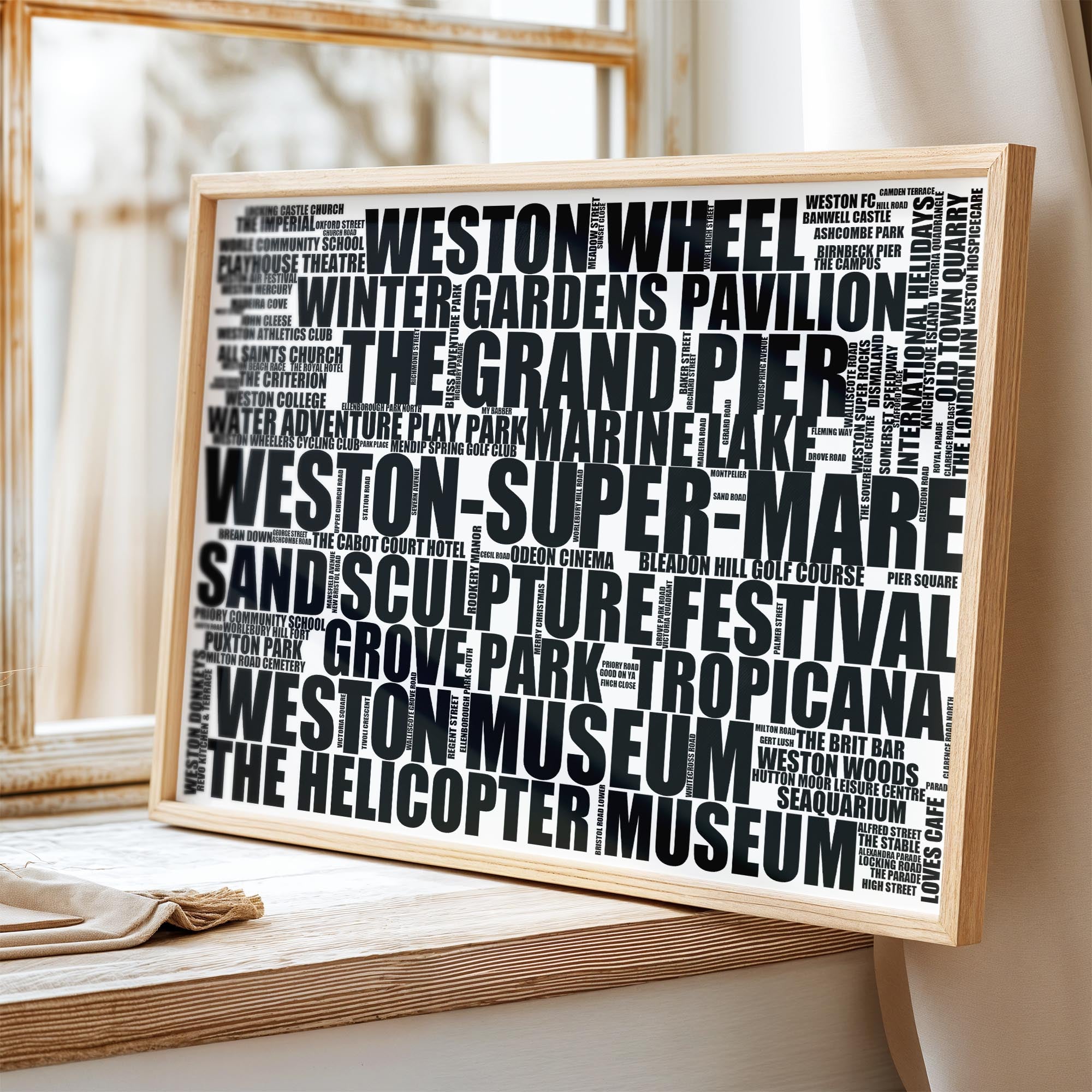 Weston-super-Mare - Premium Typographic Word Cloud Prints, Posters & Gifts