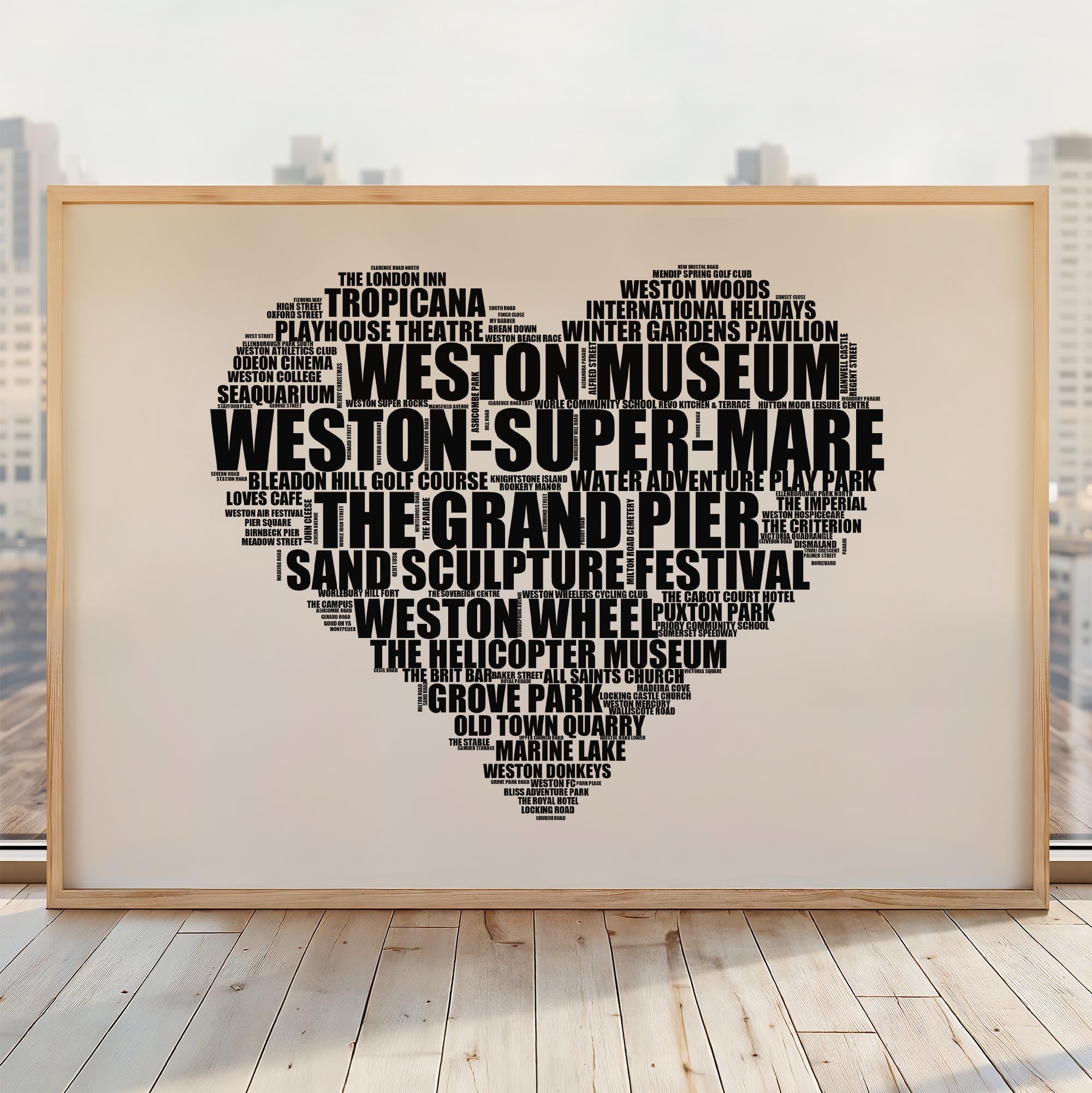 Weston-super-Mare - Premium Typographic Word Cloud Prints, Posters & Gifts