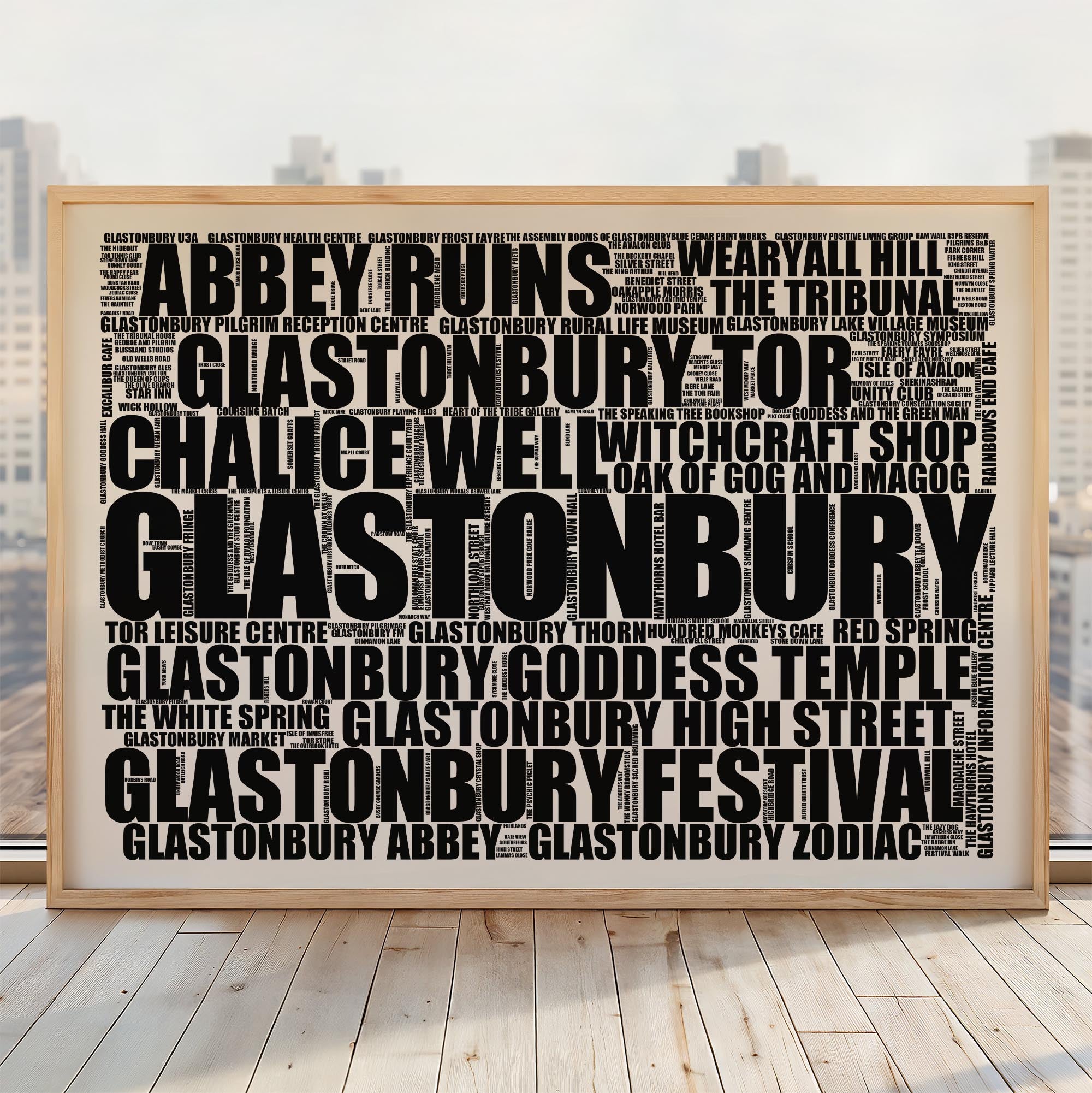 Glastonbury - Premium Typographic Word Cloud Prints, Posters & Gifts