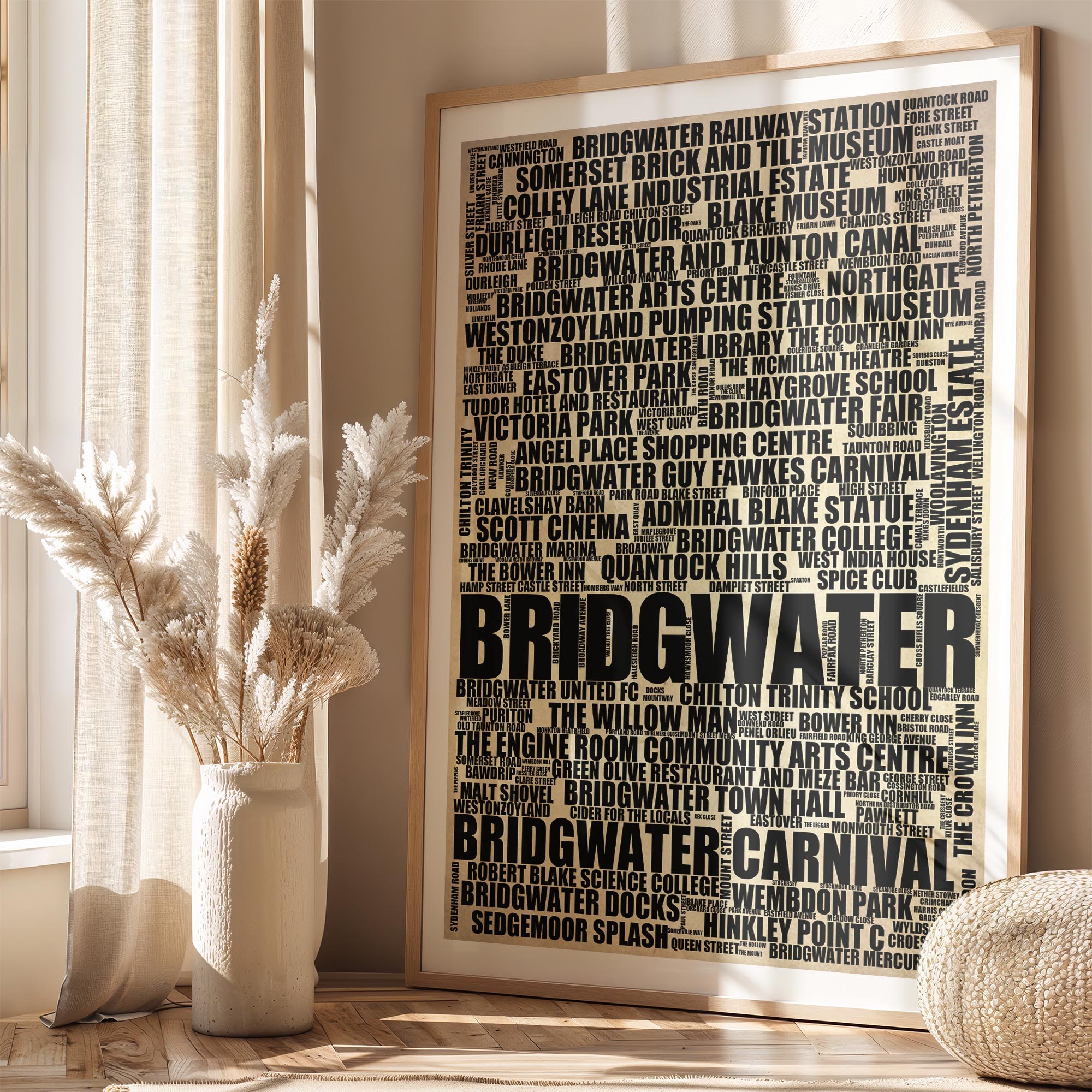 Bridgwater - Premium Typographic Word Cloud Prints, Posters & Gifts