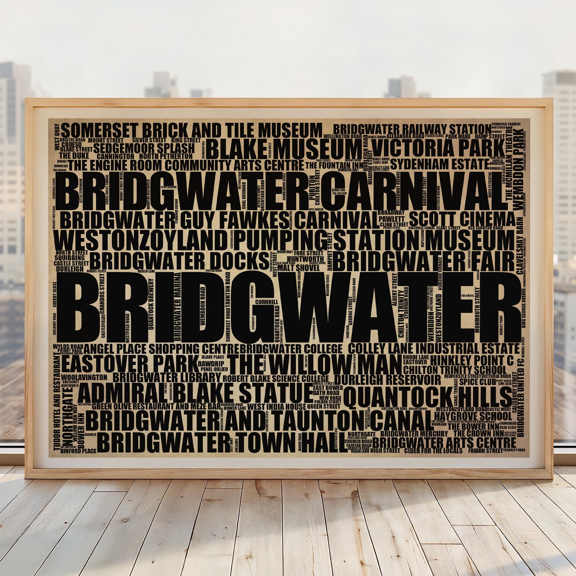 Bridgwater - Premium Typographic Word Cloud Prints, Posters & Gifts