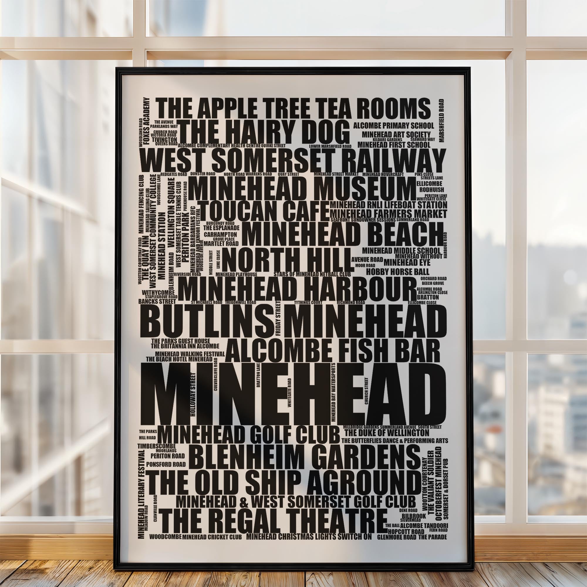 Minehead - Premium Typographic Word Cloud Prints, Posters & Gifts