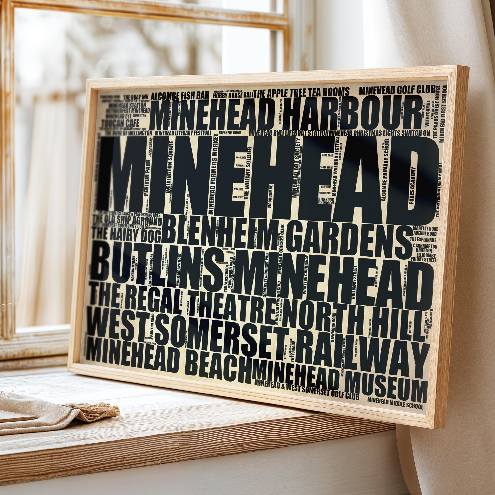 Minehead - Premium Typographic Word Cloud Prints, Posters & Gifts