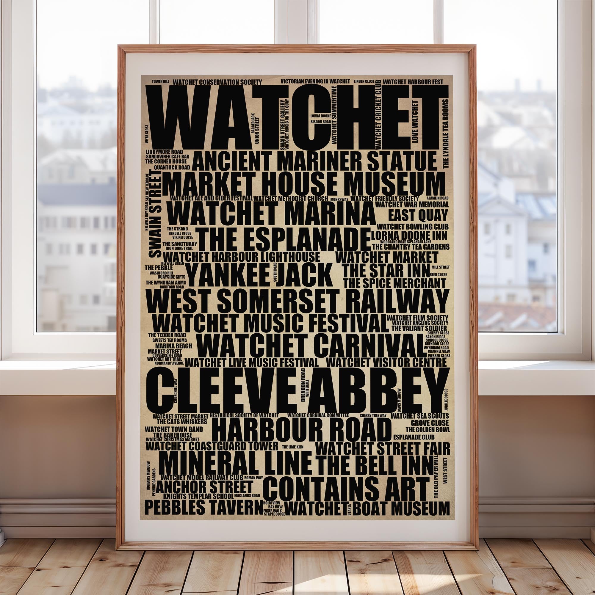 Watchet - Premium Typographic Word Cloud Prints, Posters & Gifts