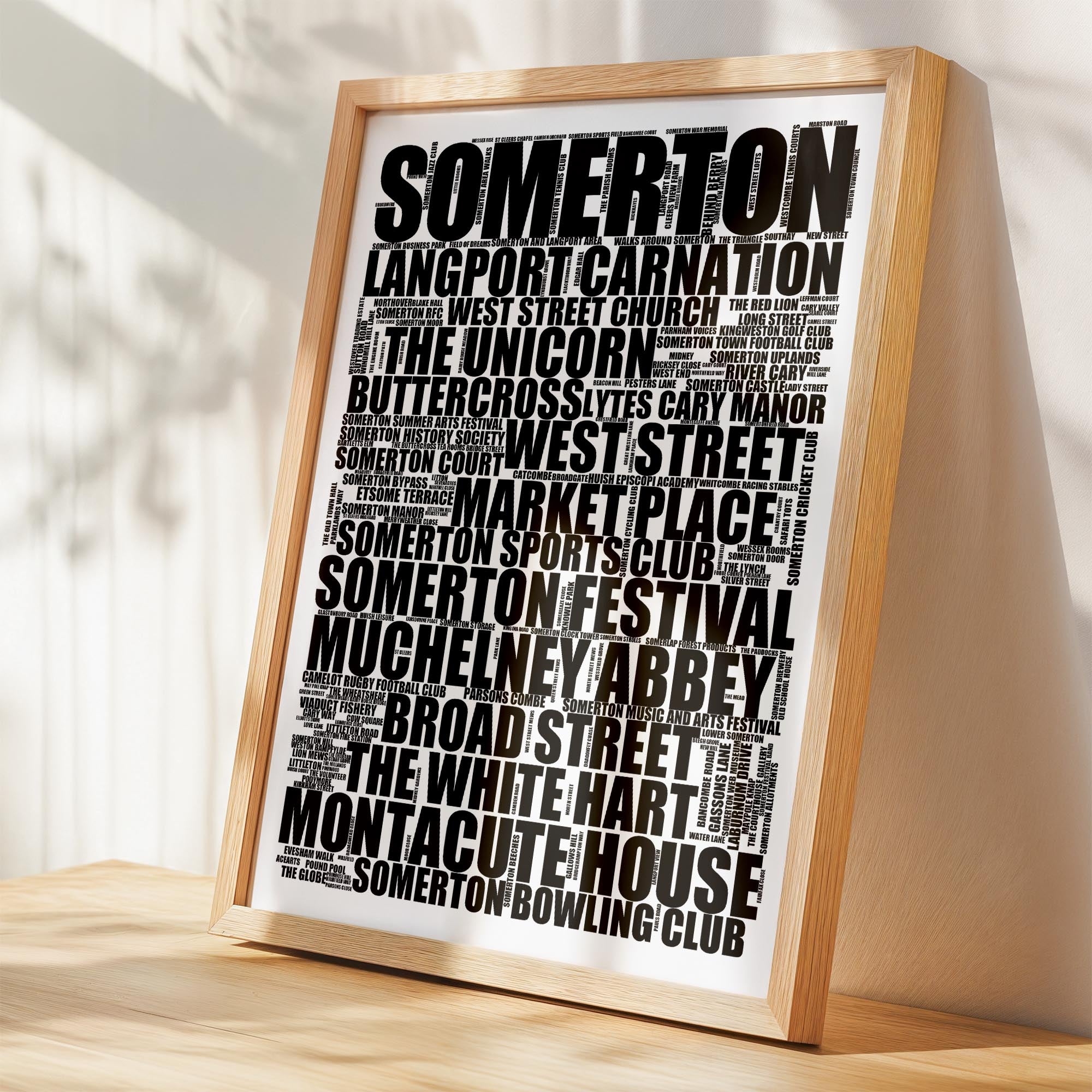 Somerton - Premium Typographic Word Cloud Prints, Posters & Gifts