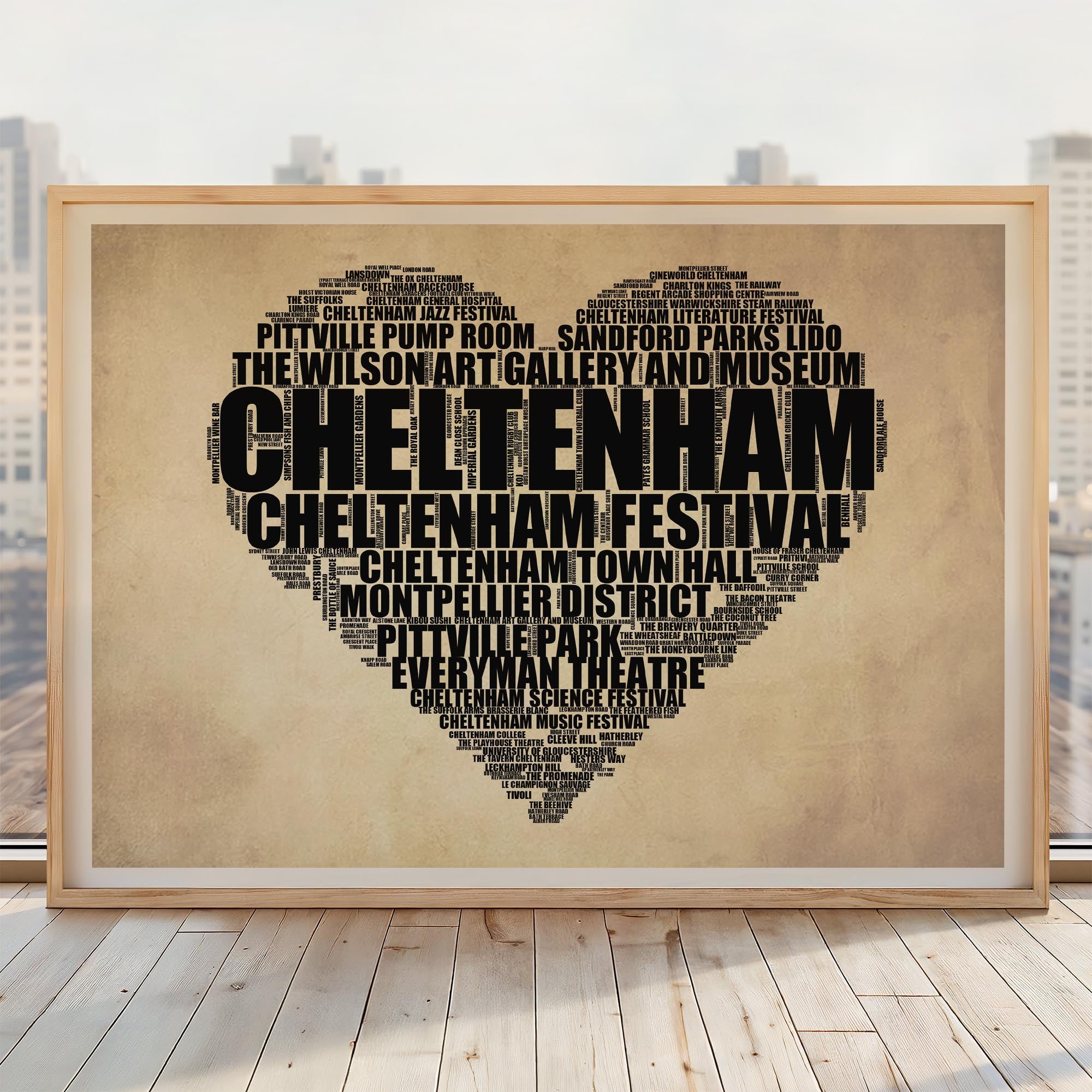 Cheltenham - Premium Typographic Word Cloud Prints, Posters & Gifts