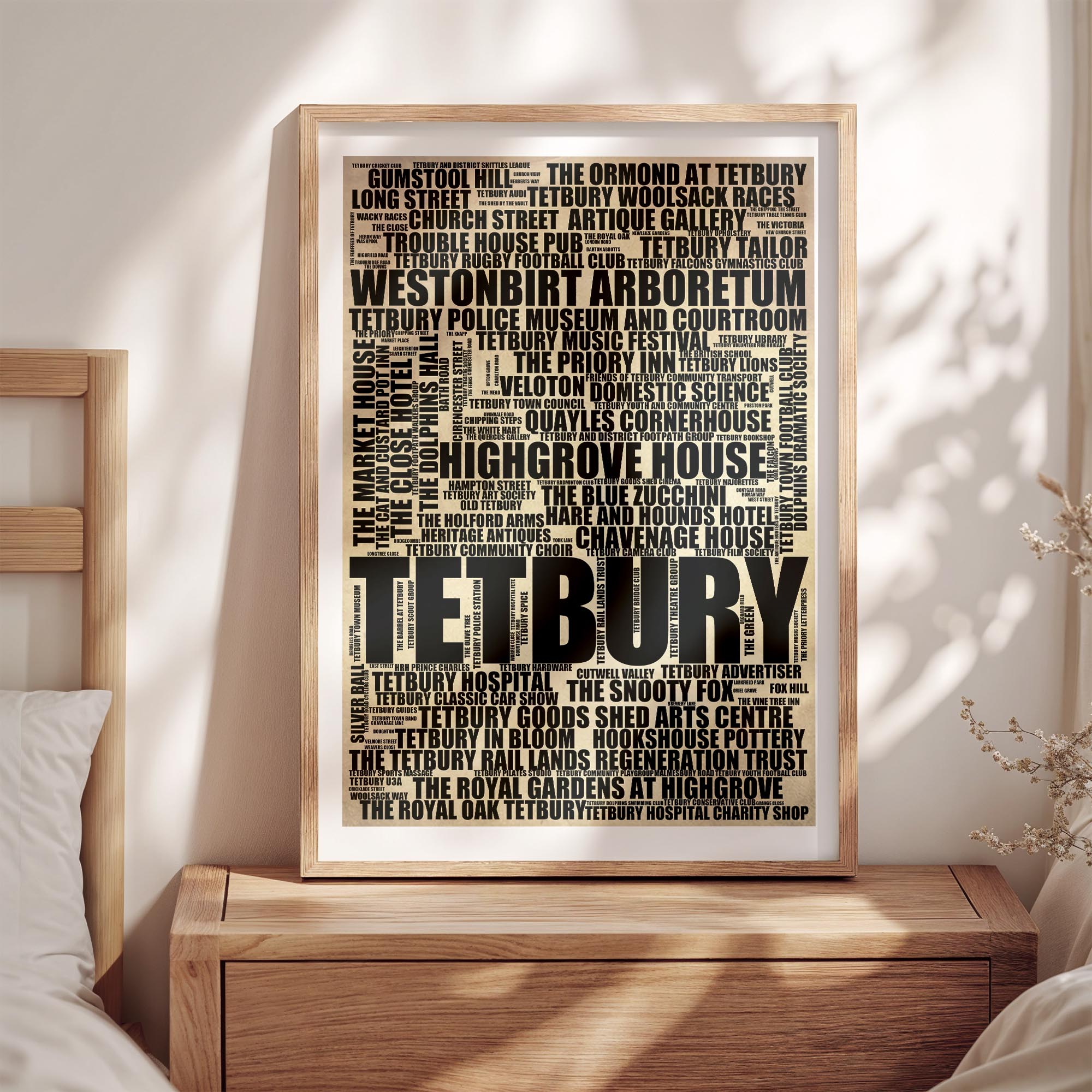 Tetbury - Premium Typographic Word Cloud Prints, Posters & Gifts