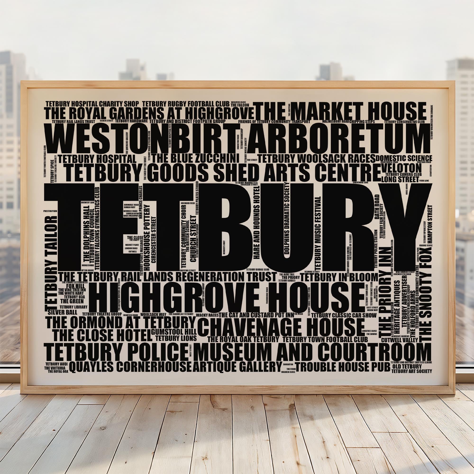Tetbury - Premium Typographic Word Cloud Prints, Posters & Gifts