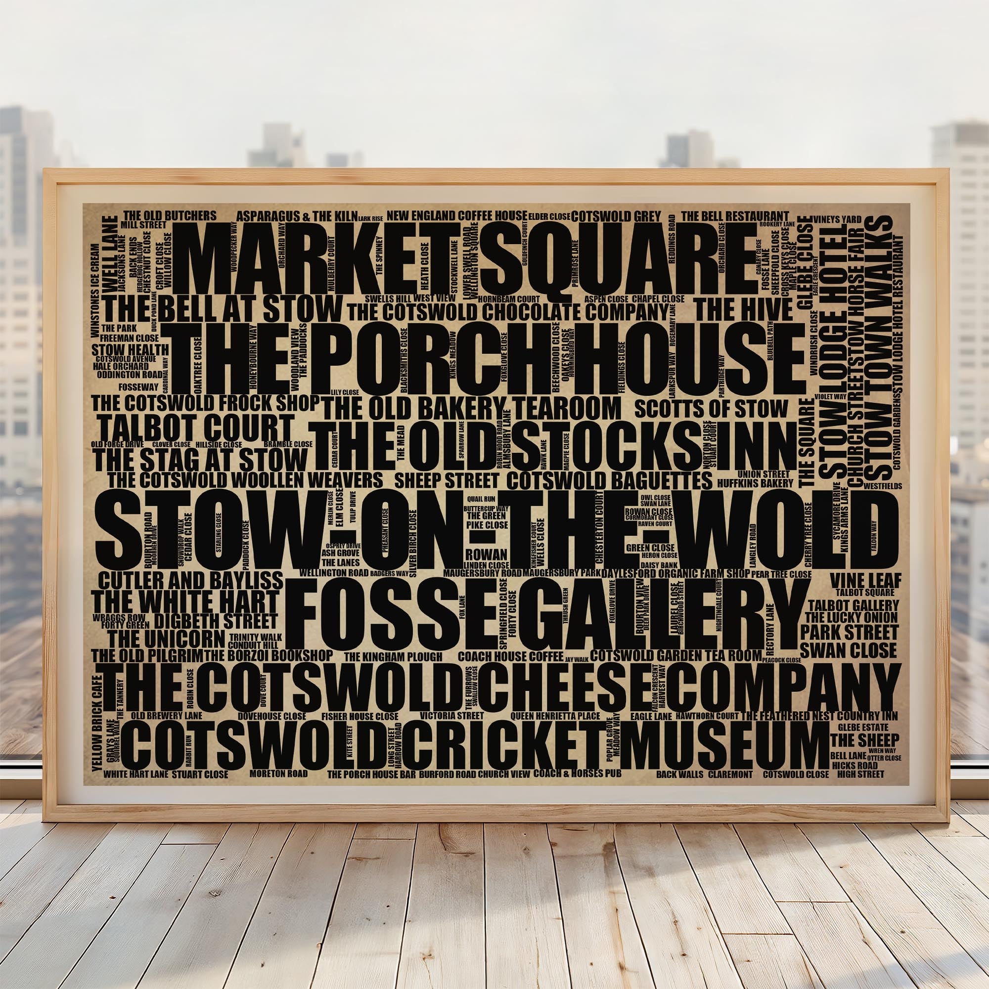 Stow-on-the-Wold - Premium Typographic Word Cloud Prints, Posters & Gifts