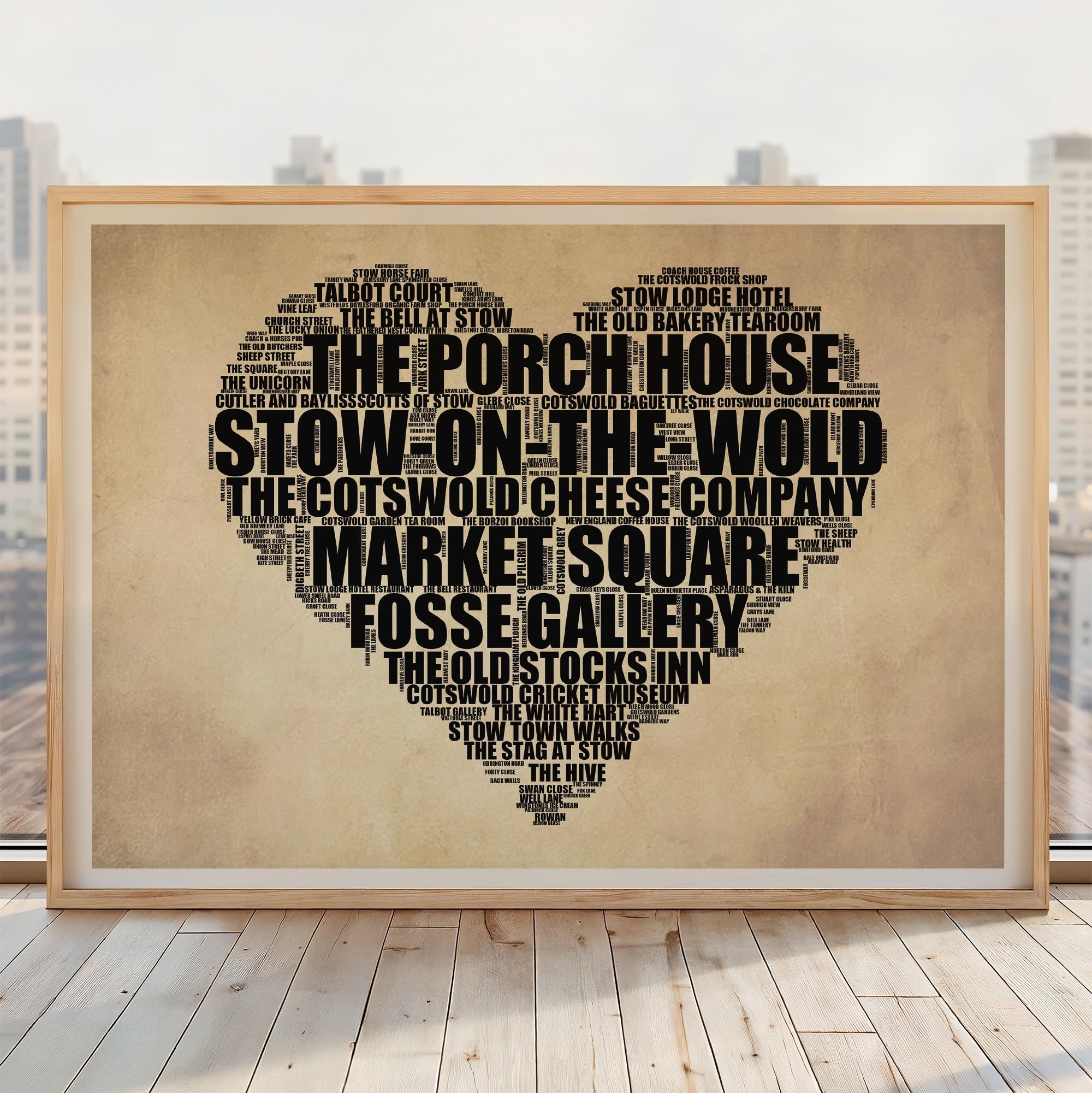Stow-on-the-Wold - Premium Typographic Word Cloud Prints, Posters & Gifts