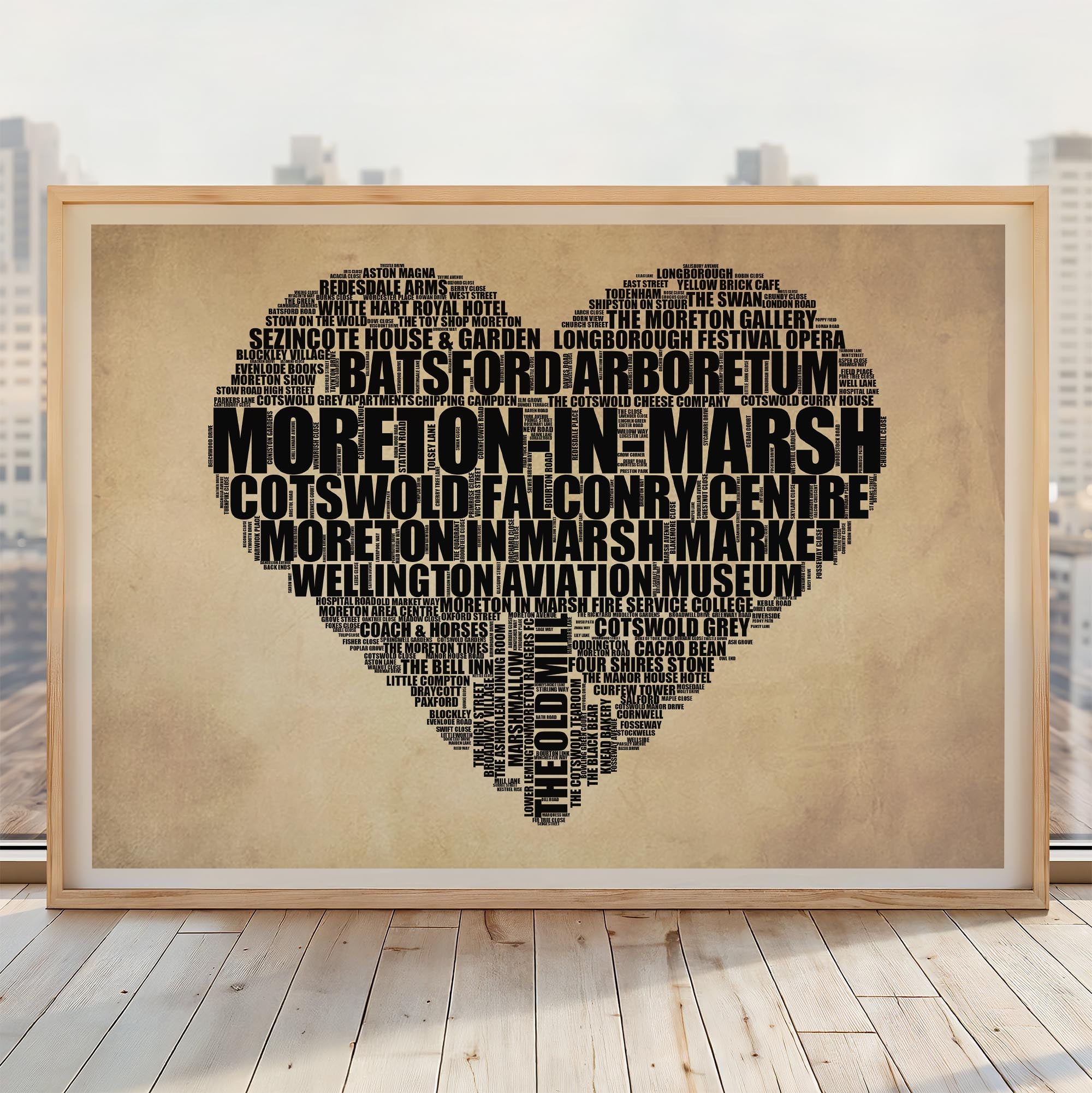 Moreton-in-Marsh - Premium Typographic Word Cloud Prints, Posters & Gifts