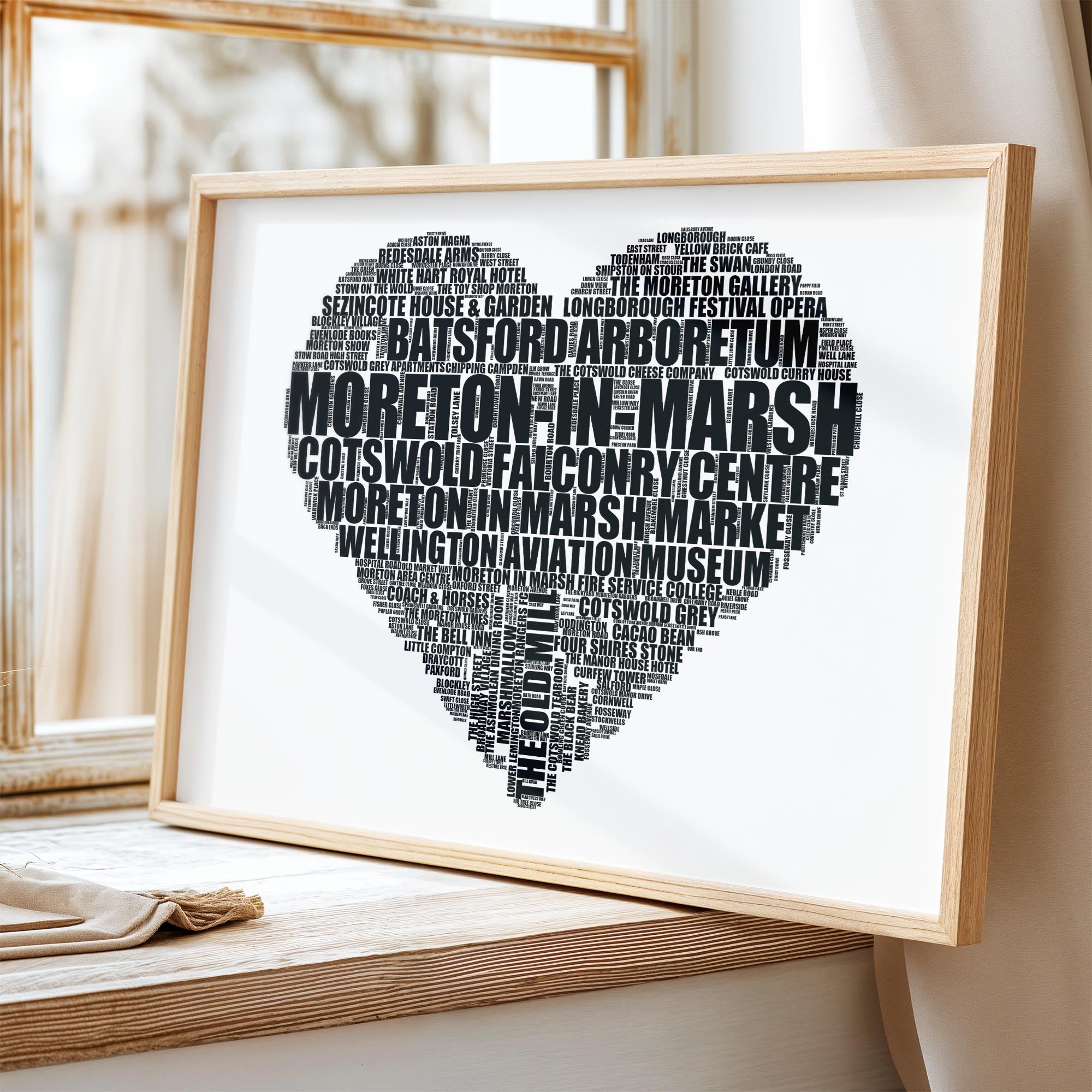 Moreton-in-Marsh - Premium Typographic Word Cloud Prints, Posters & Gifts