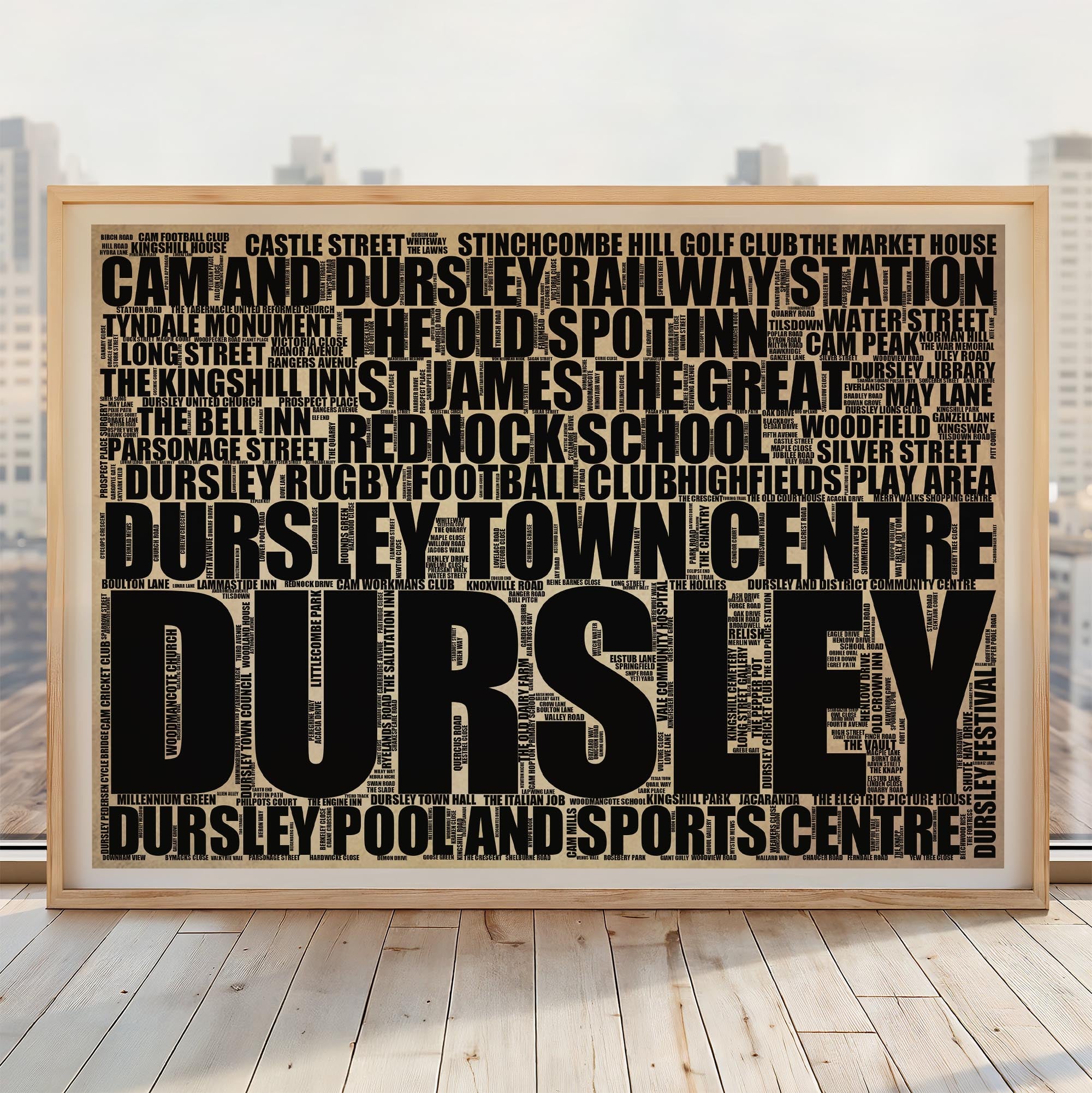 Dursley - Premium Typographic Word Cloud Prints, Posters & Gifts