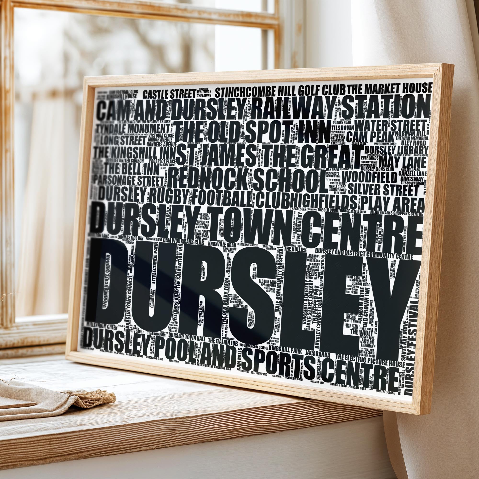 Dursley - Premium Typographic Word Cloud Prints, Posters & Gifts