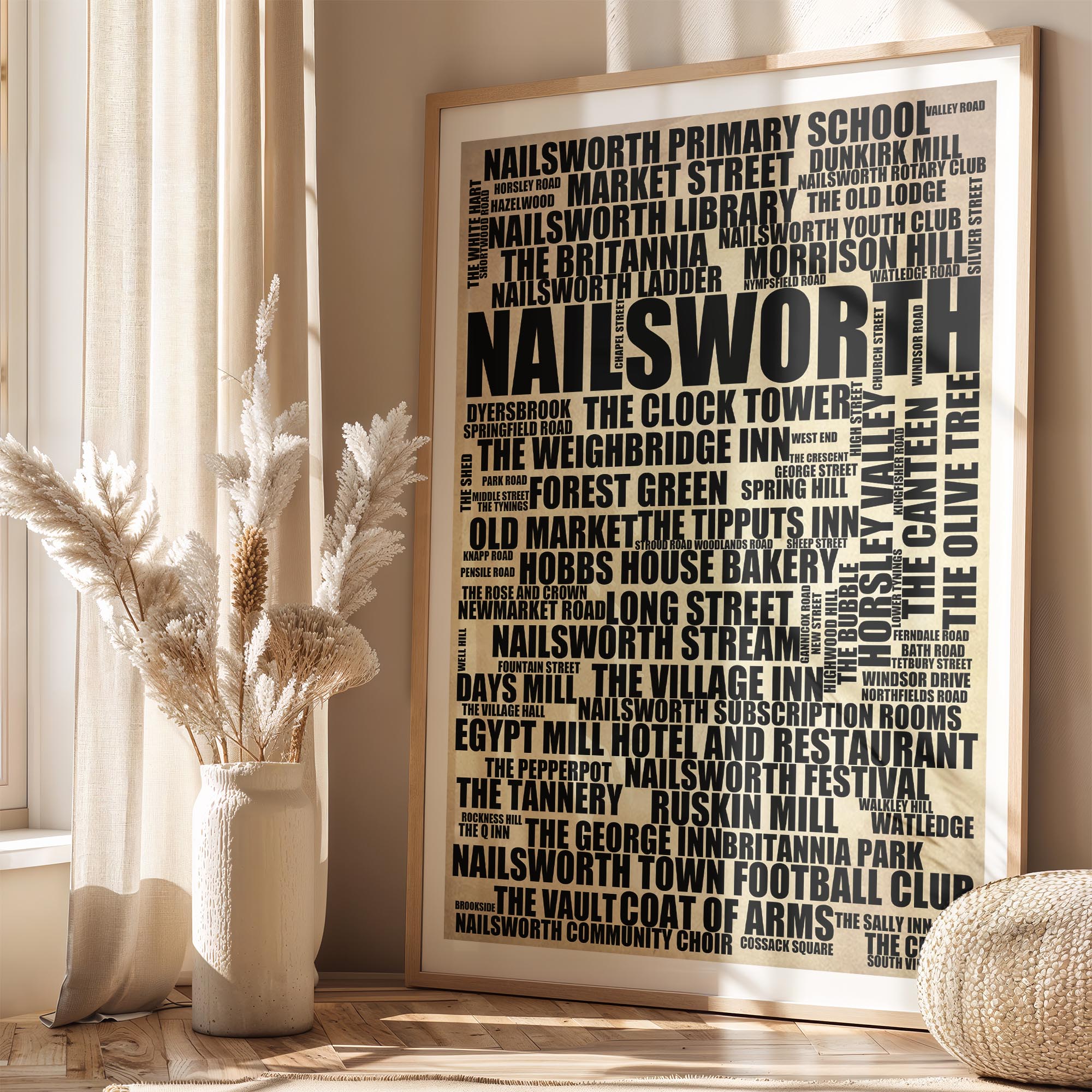 Nailsworth - Premium Typographic Word Cloud Prints, Posters & Gifts