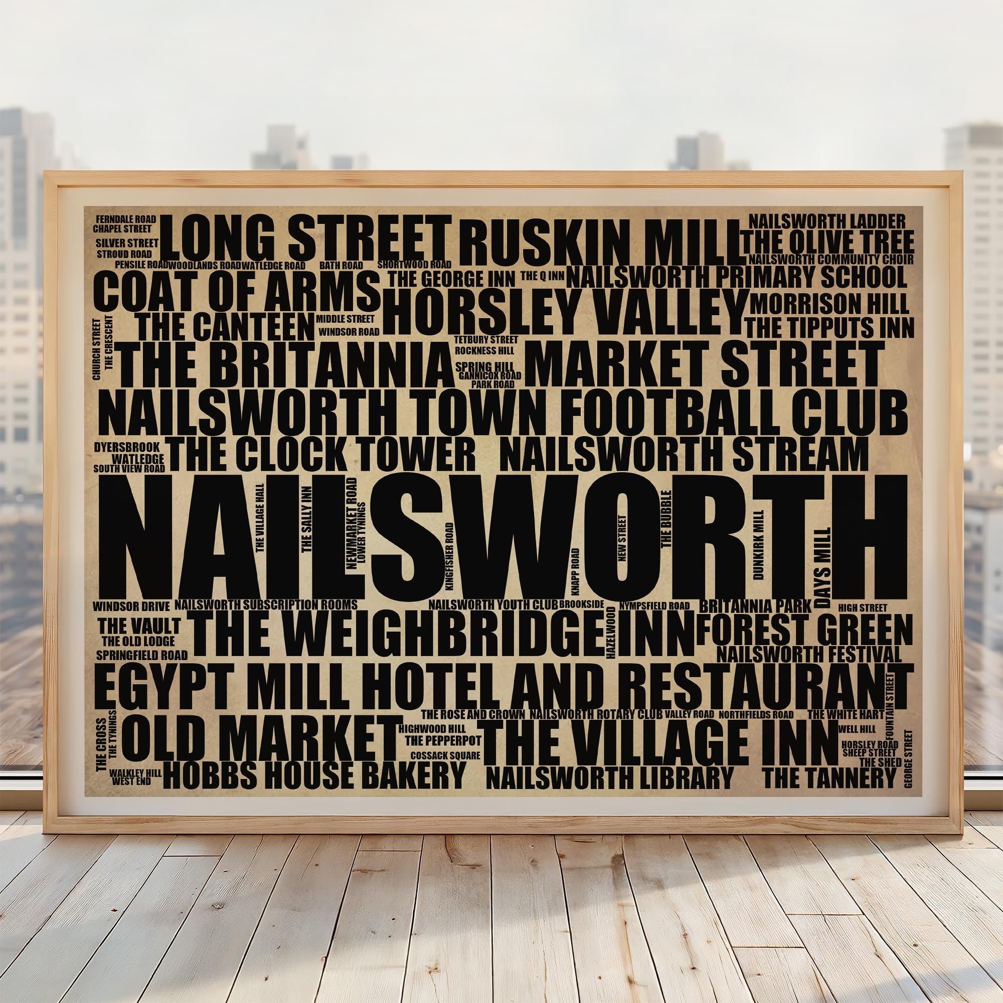 Nailsworth - Premium Typographic Word Cloud Prints, Posters & Gifts