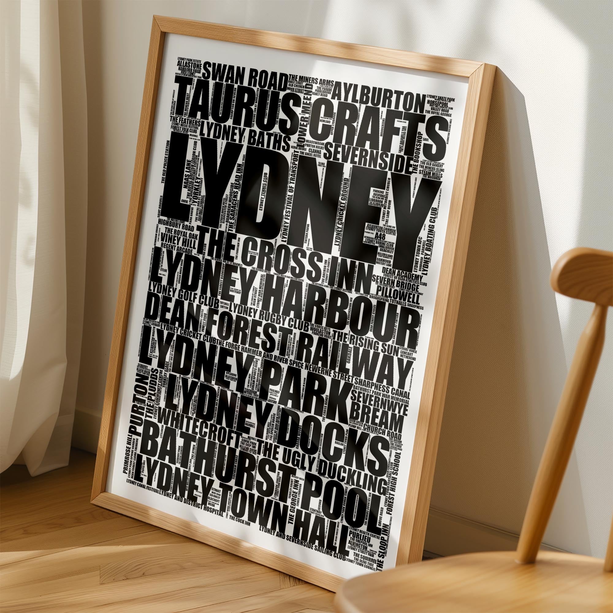 Lydney - Premium Typographic Word Cloud Prints, Posters & Gifts