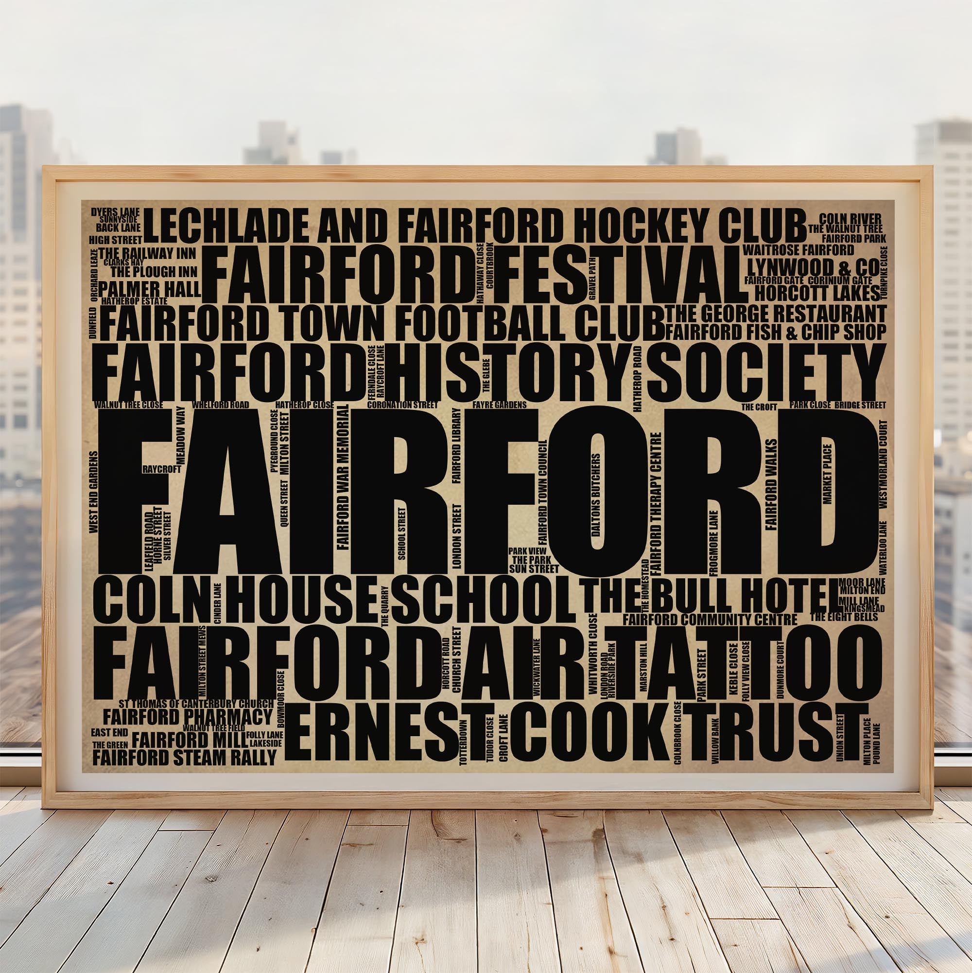 Fairford - Premium Typographic Word Cloud Prints, Posters & Gifts