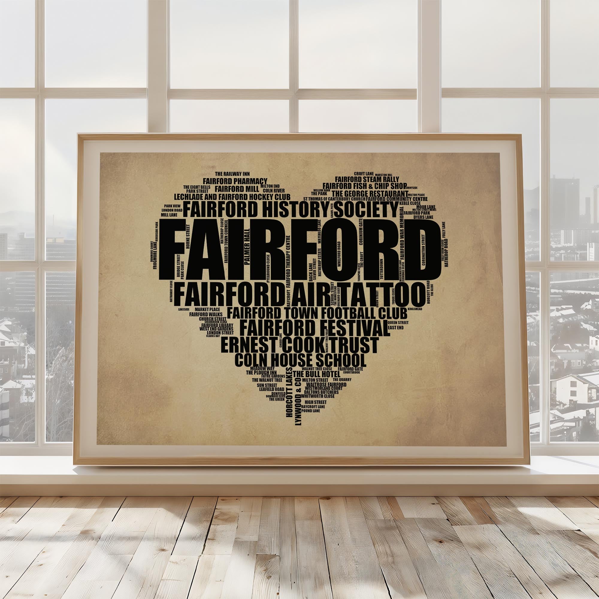 Fairford - Premium Typographic Word Cloud Prints, Posters & Gifts