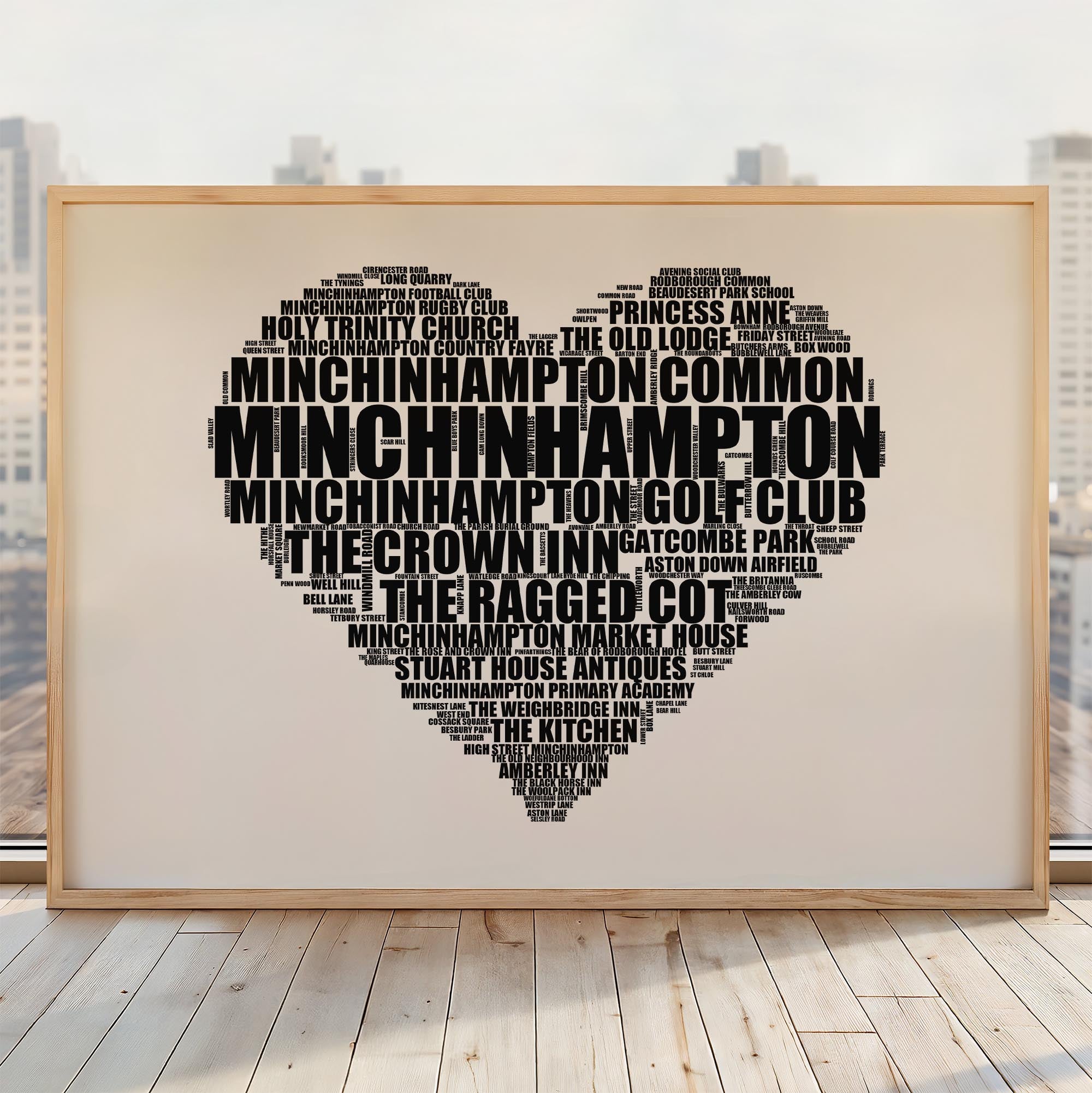 Minchinhampton - Premium Typographic Word Cloud Prints, Posters & Gifts