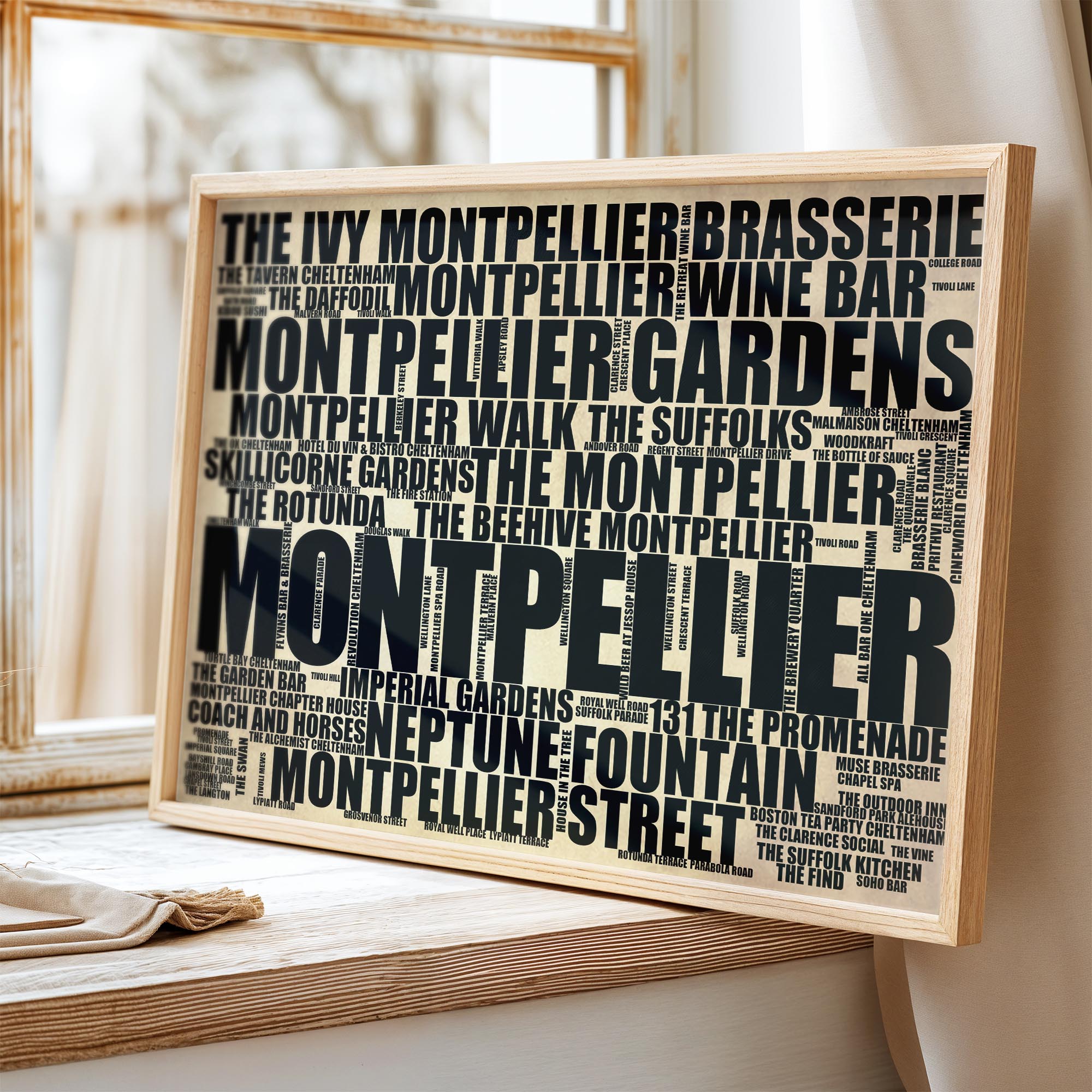 Montpellier - Premium Typographic Word Cloud Prints, Posters & Gifts