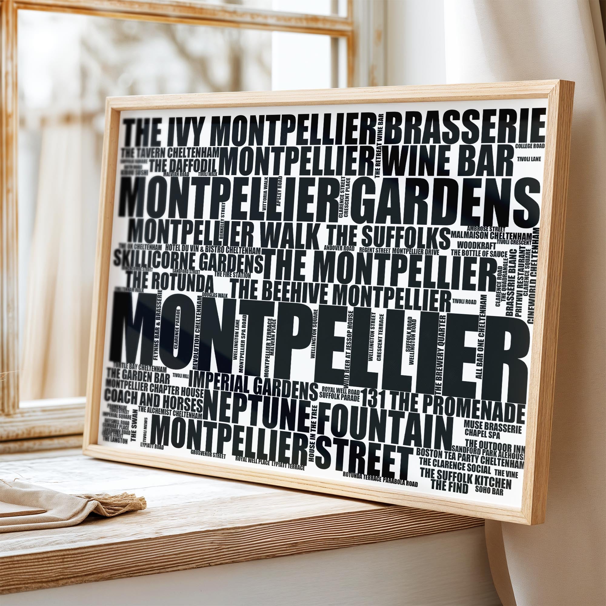 Montpellier - Premium Typographic Word Cloud Prints, Posters & Gifts