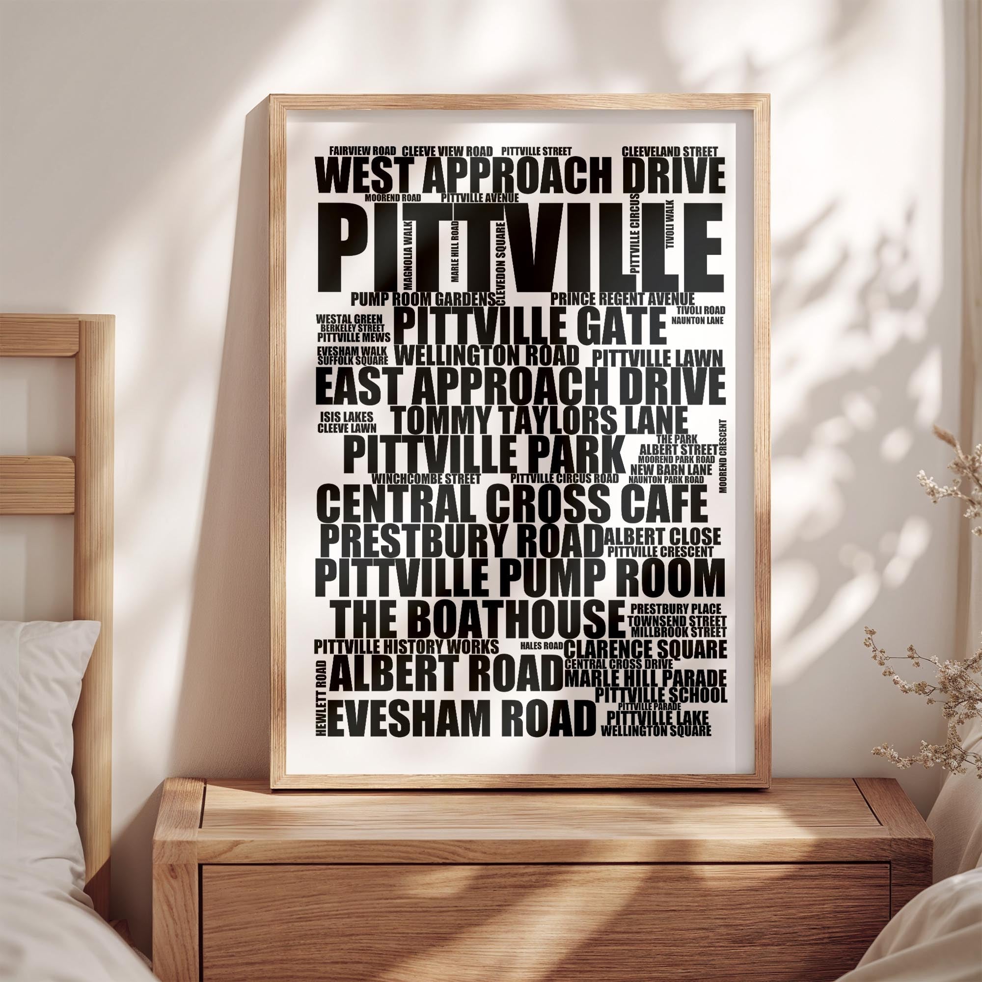 Pittville - Premium Typographic Word Cloud Prints, Posters & Gifts