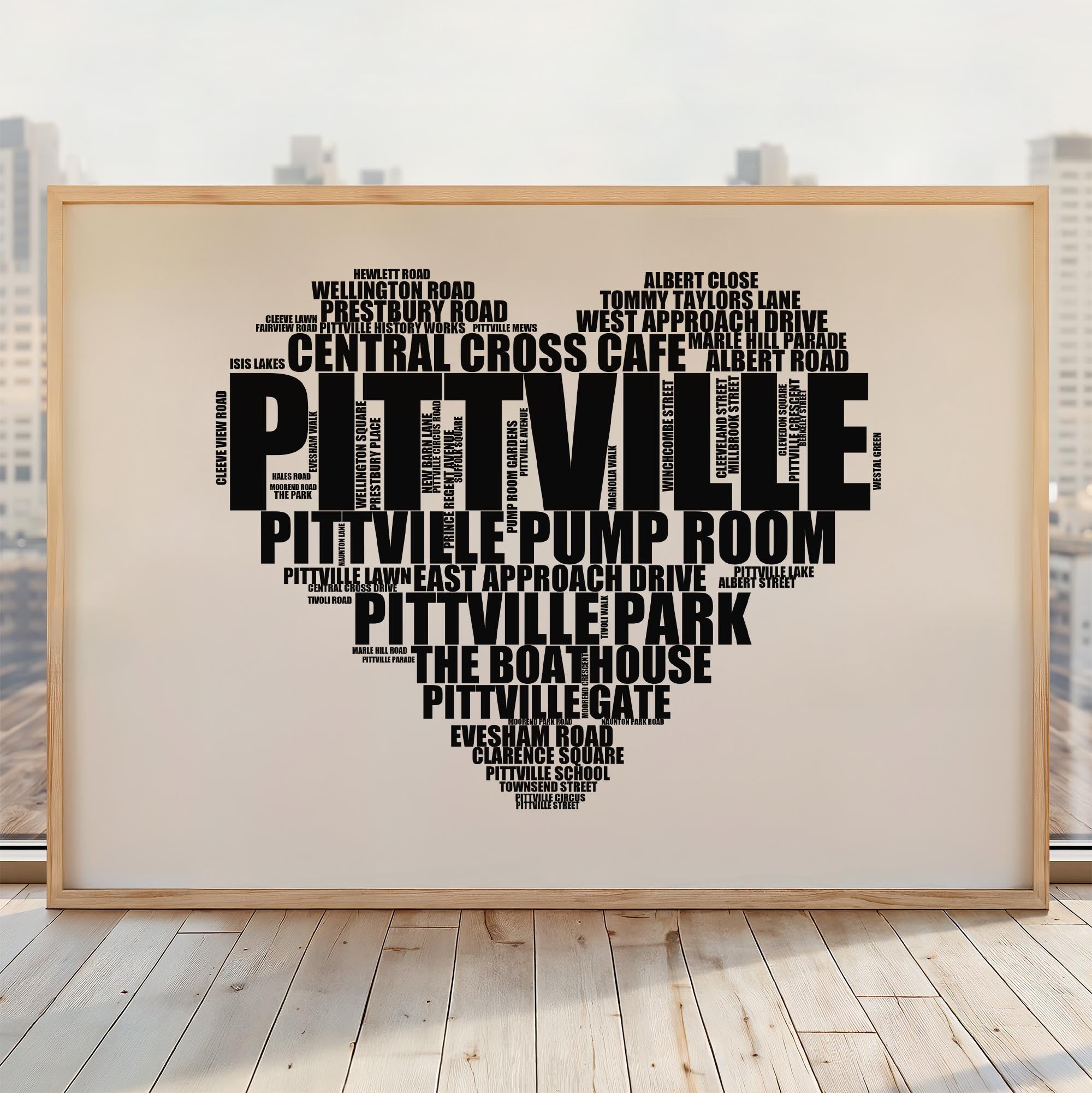 Pittville - Premium Typographic Word Cloud Prints, Posters & Gifts