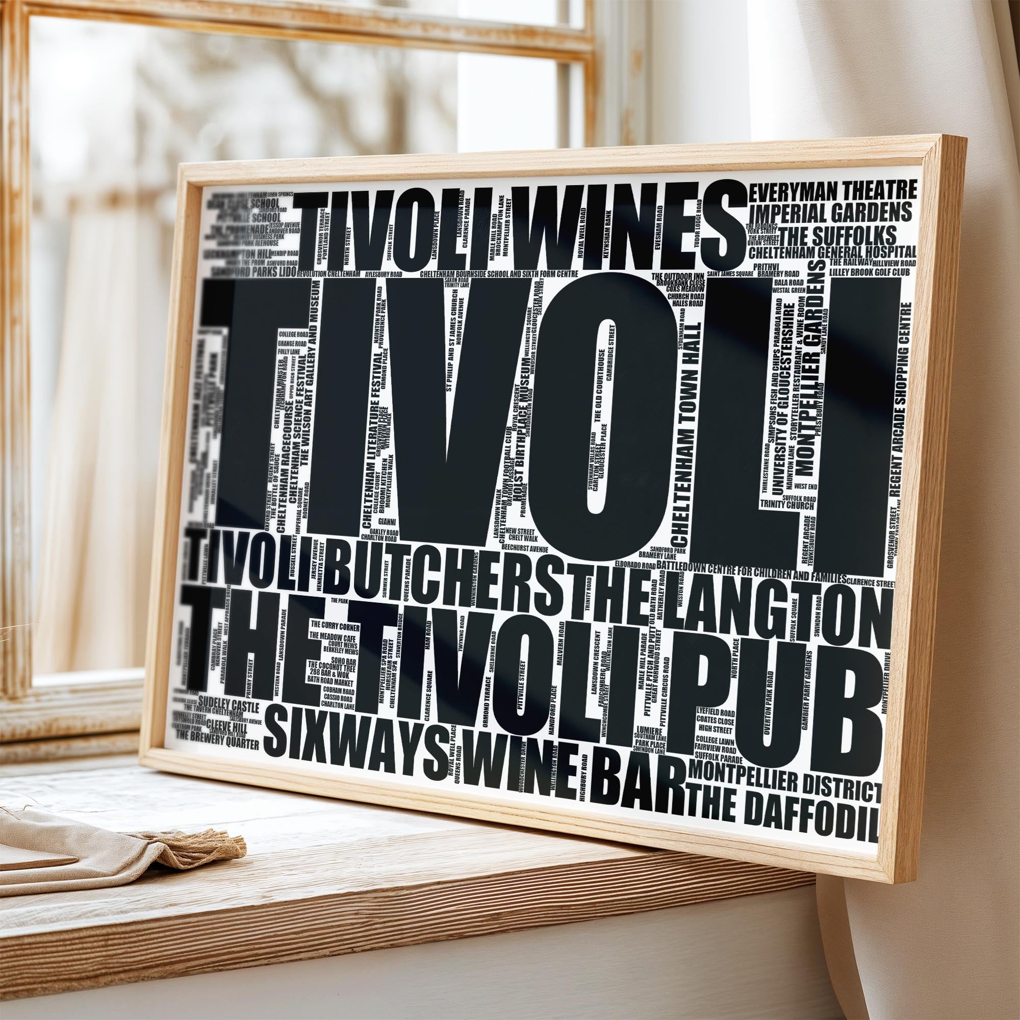 Tivoli - Premium Typographic Word Cloud Prints, Posters & Gifts