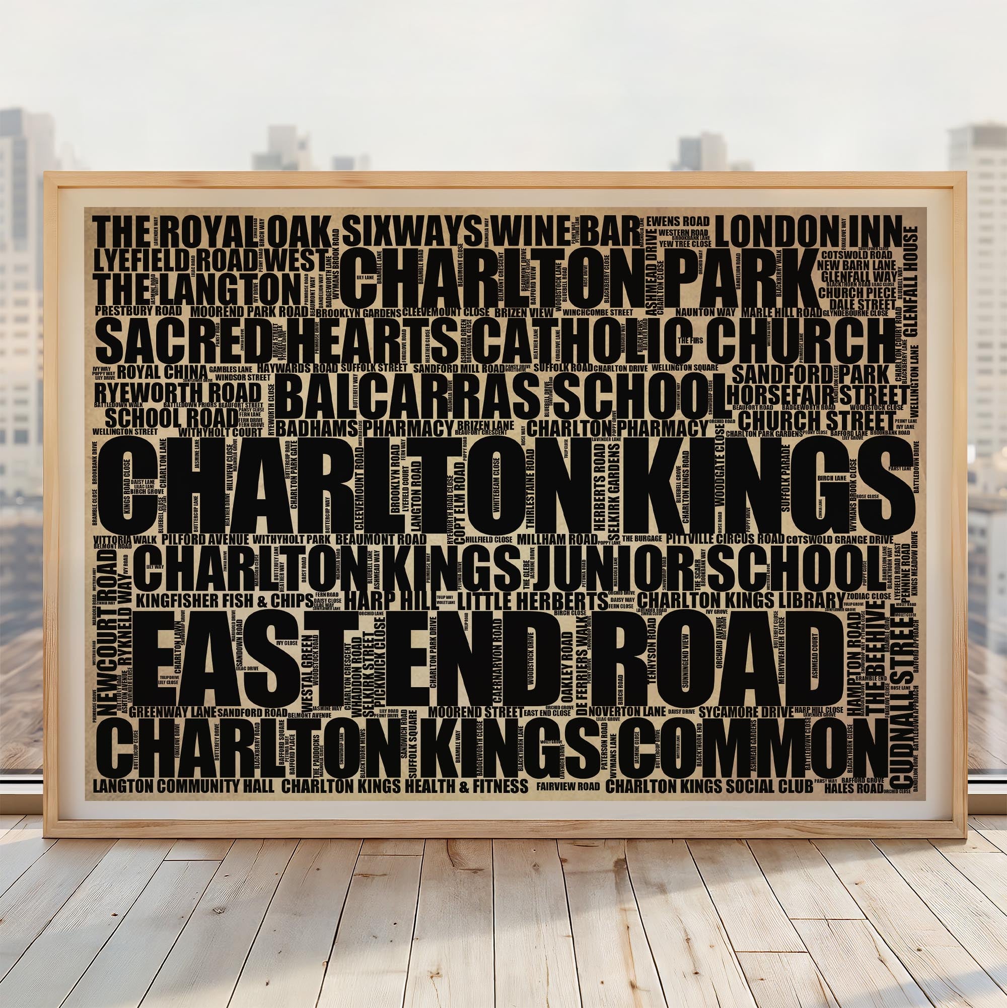 Charlton Kings - Premium Typographic Word Cloud Prints, Posters & Gifts