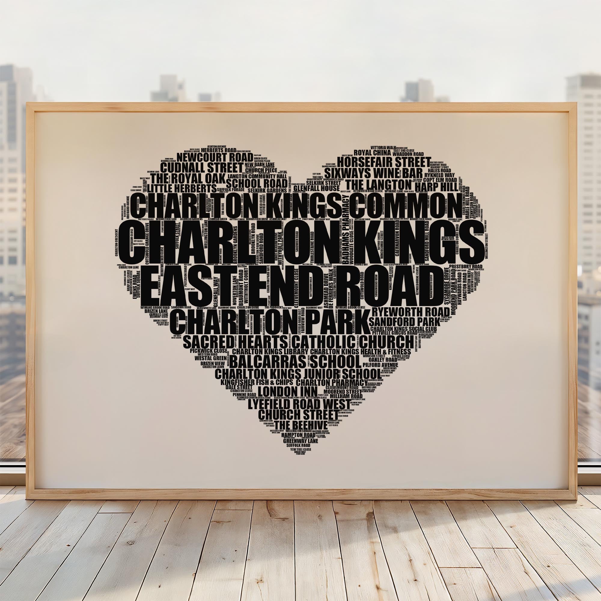 Charlton Kings - Premium Typographic Word Cloud Prints, Posters & Gifts