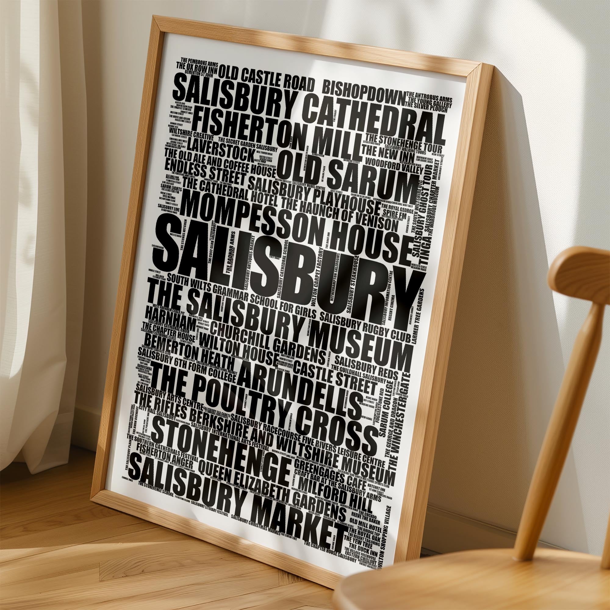 Salisbury - Premium Typographic Word Cloud Prints, Posters & Gifts