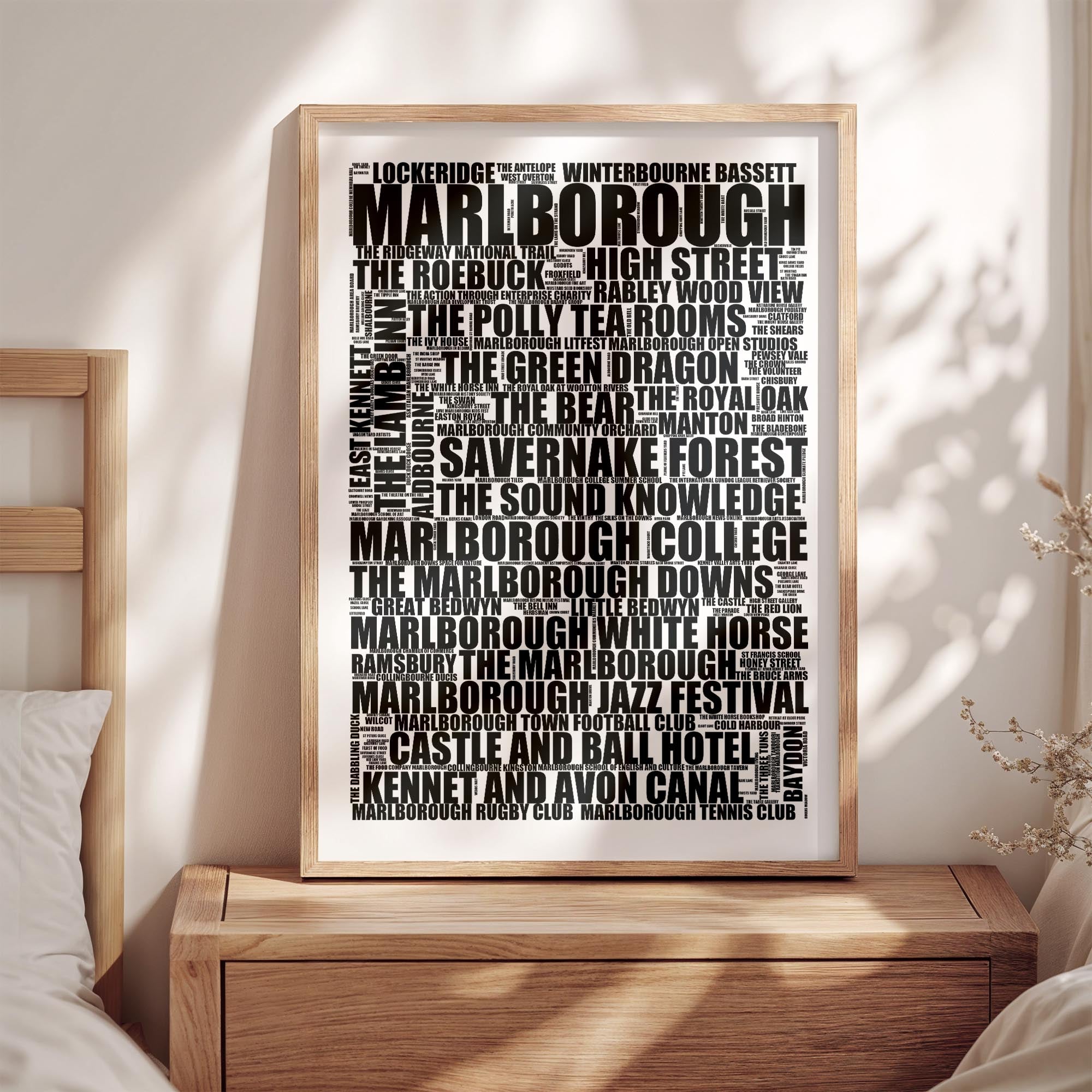 Marlborough - Premium Typographic Word Cloud Prints, Posters & Gifts